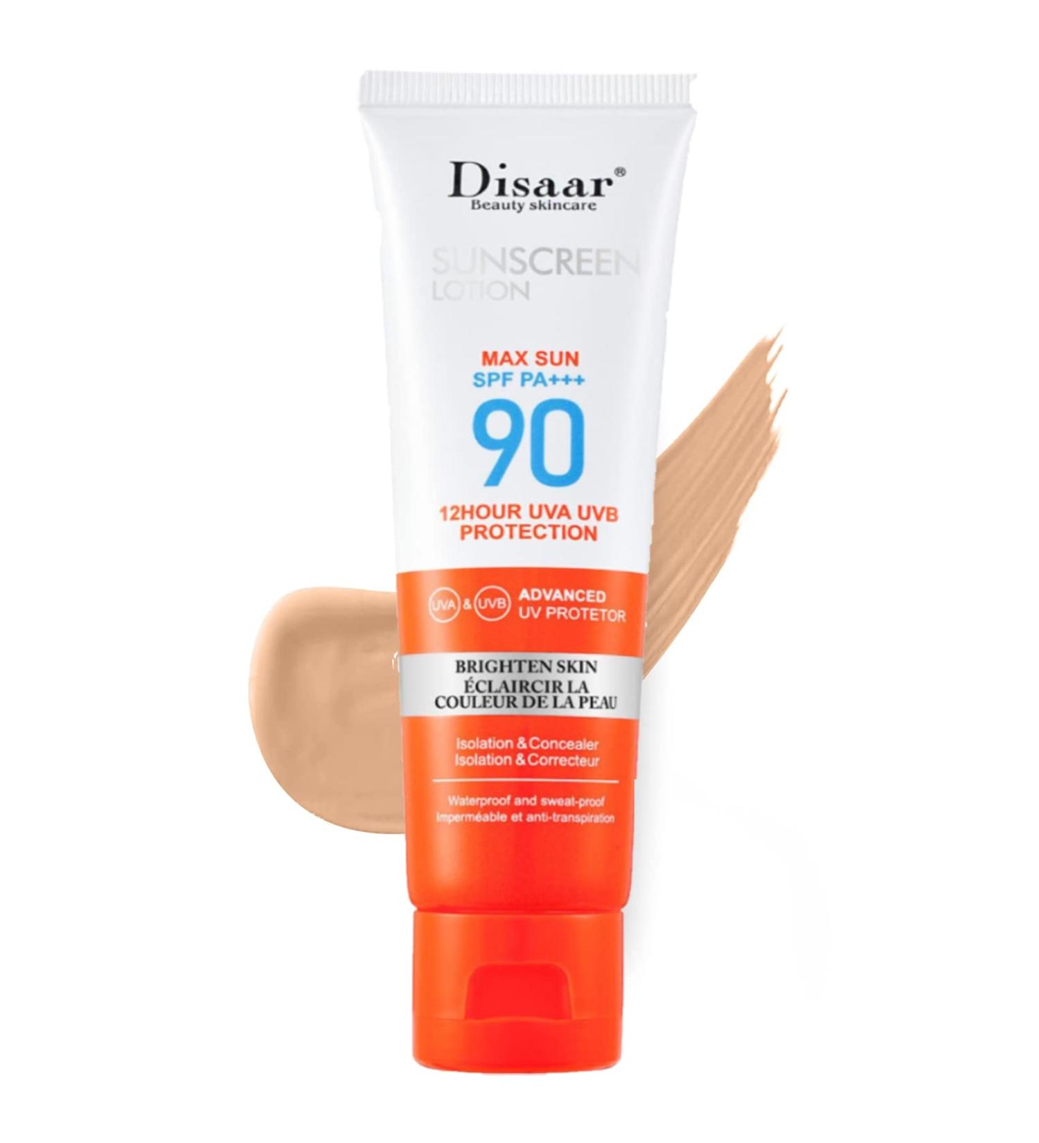 Tinted Sunscreen SPF 90 - Ultra-Light Fluid Broad Spectrum Face Sunscreen with Vitamin E & Niacinamide - Oil-Free Formula for UVA and UVB Protection - 1PC - Buy Online on GoSupps.com