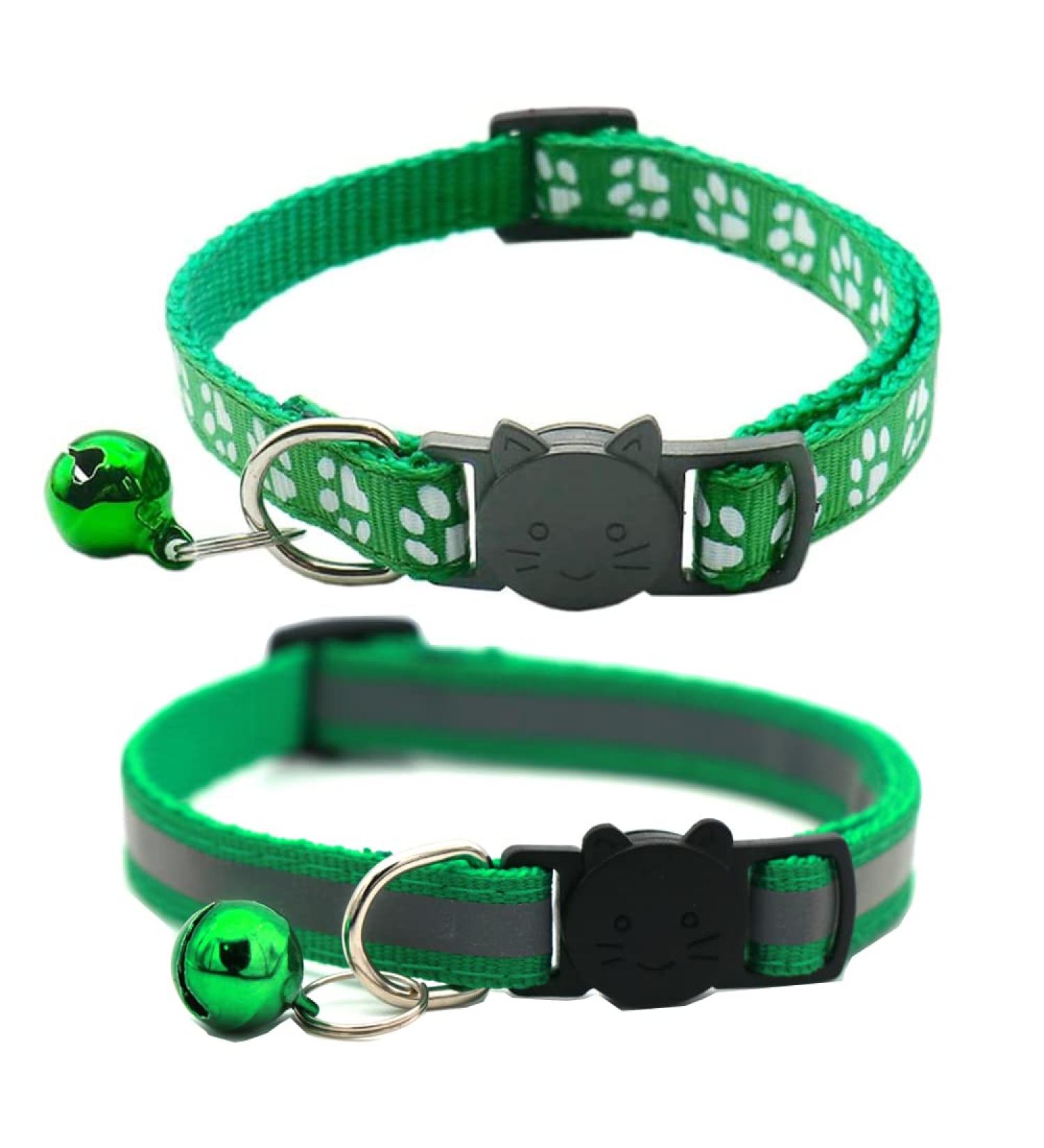 Hepplly 2-Pack Dark Green Cat Collars - Quick Release Reflective Kitten Collars with Bell for Safe & Stylish Outdoor Adventure - Buy Online on GoSupps.com
