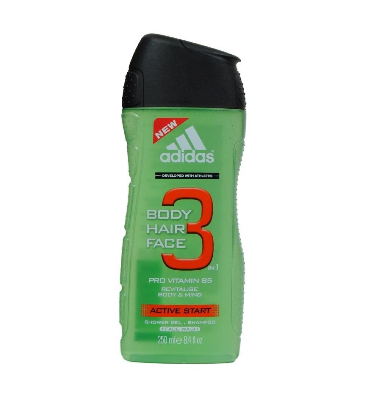 Adidas Revitalising Active Start 3 in 1 Face Hair & Body Shower Gel 250ml