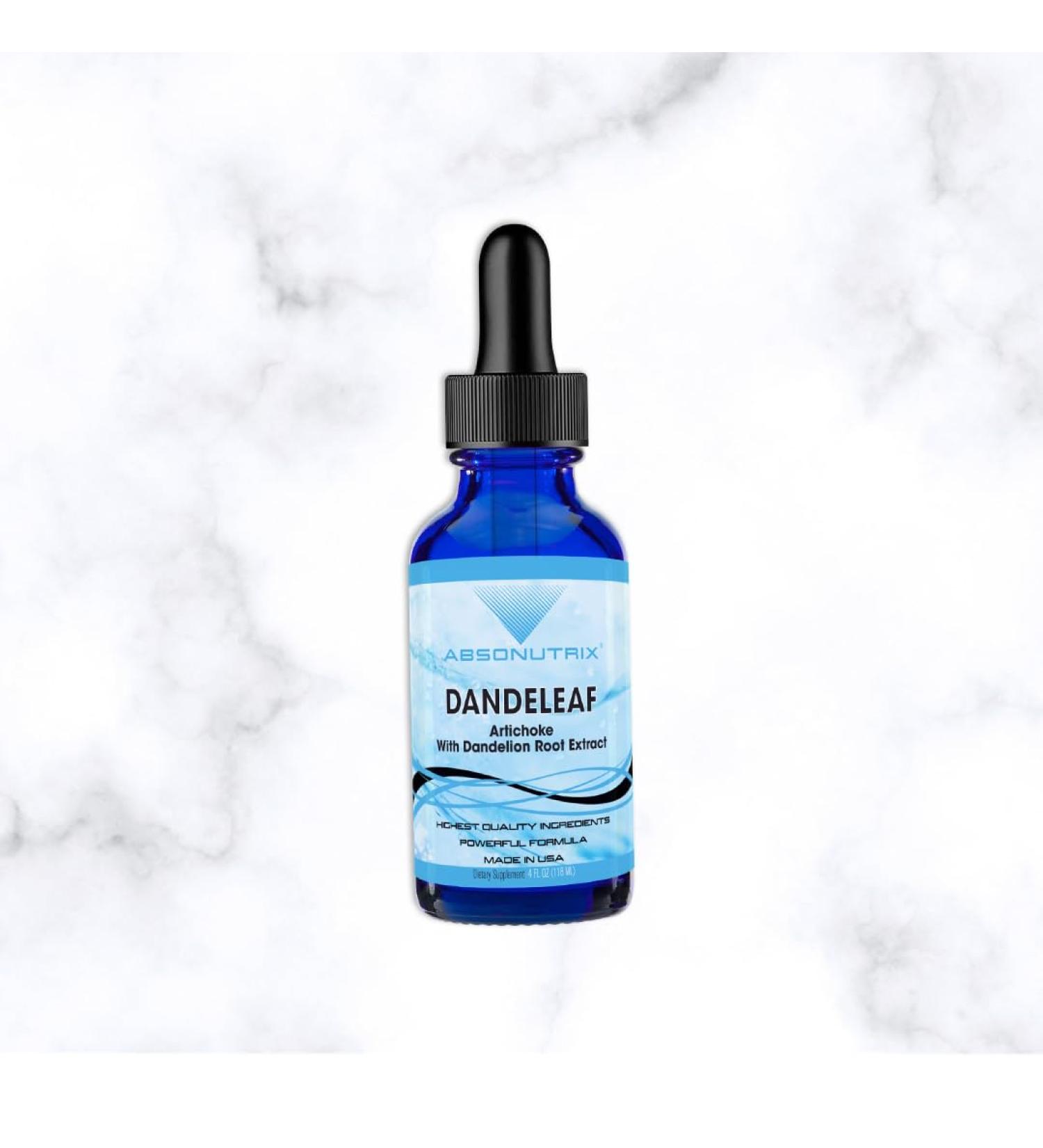 Absonutrix DandeLeaf 390 mg 4 FL OZ Liquid 302 Servings Made in USA Potent Plant-Based Ingredients Artichoke Leaf Dandelion Root Extract Gluten-Free Non-GMO GMP Certified - Buy Online on GoSupps.com