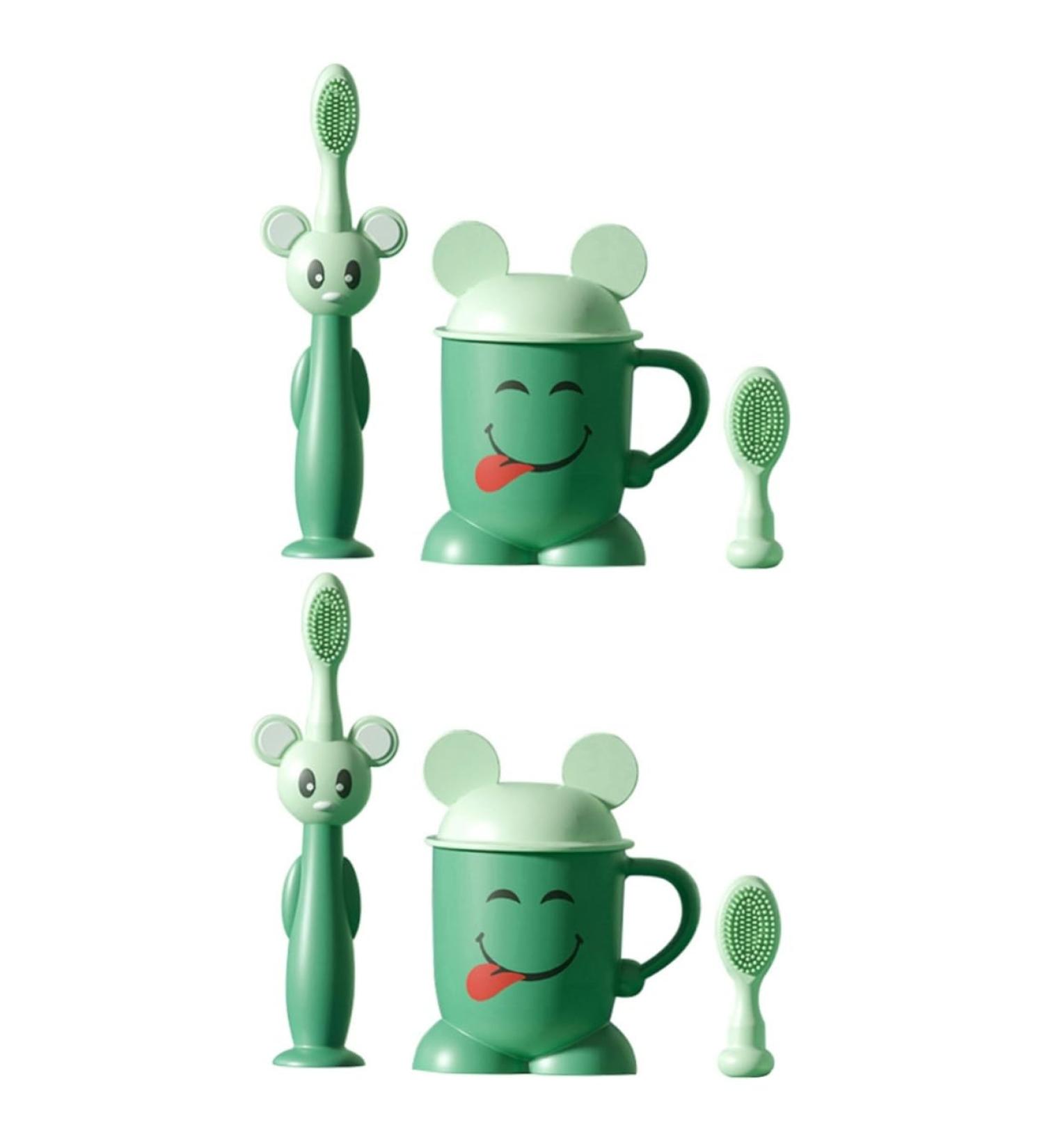 Shop Minkissy Infant Toothbrush Set - Extra Soft Silicone Baby Care Brushes for Newborns | Suction Design for Easy Use - Buy Online on GoSupps.com