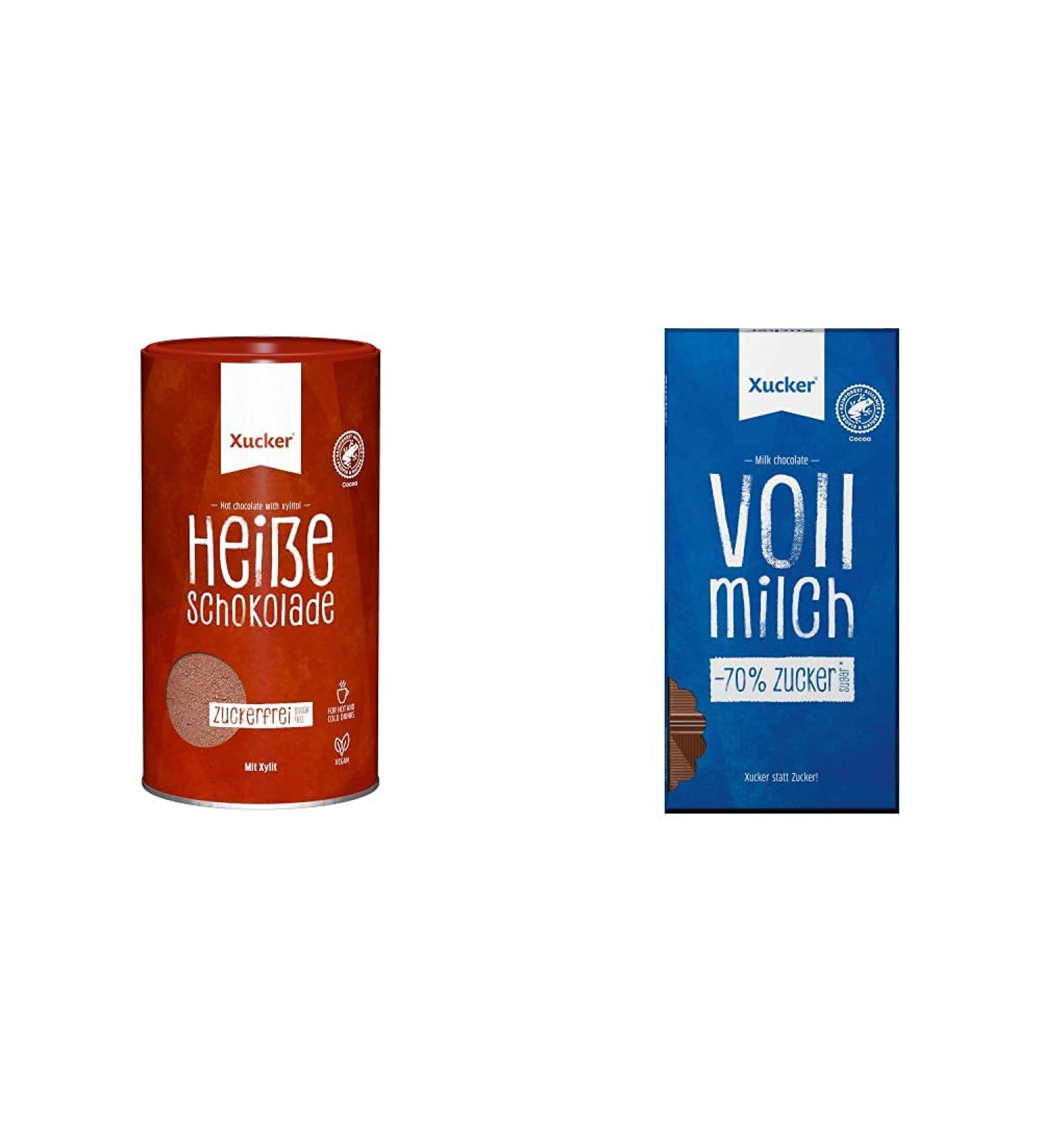 Buy Xucker Sugar-Free Hot Chocolate & Milk Chocolate Bundle | 800g Drinking Chocolate & 80g Whole Milk Chocolate with Xylitol - Delicious & Guilt-Free Treats for International Shipping - Buy Online on GoSupps.com