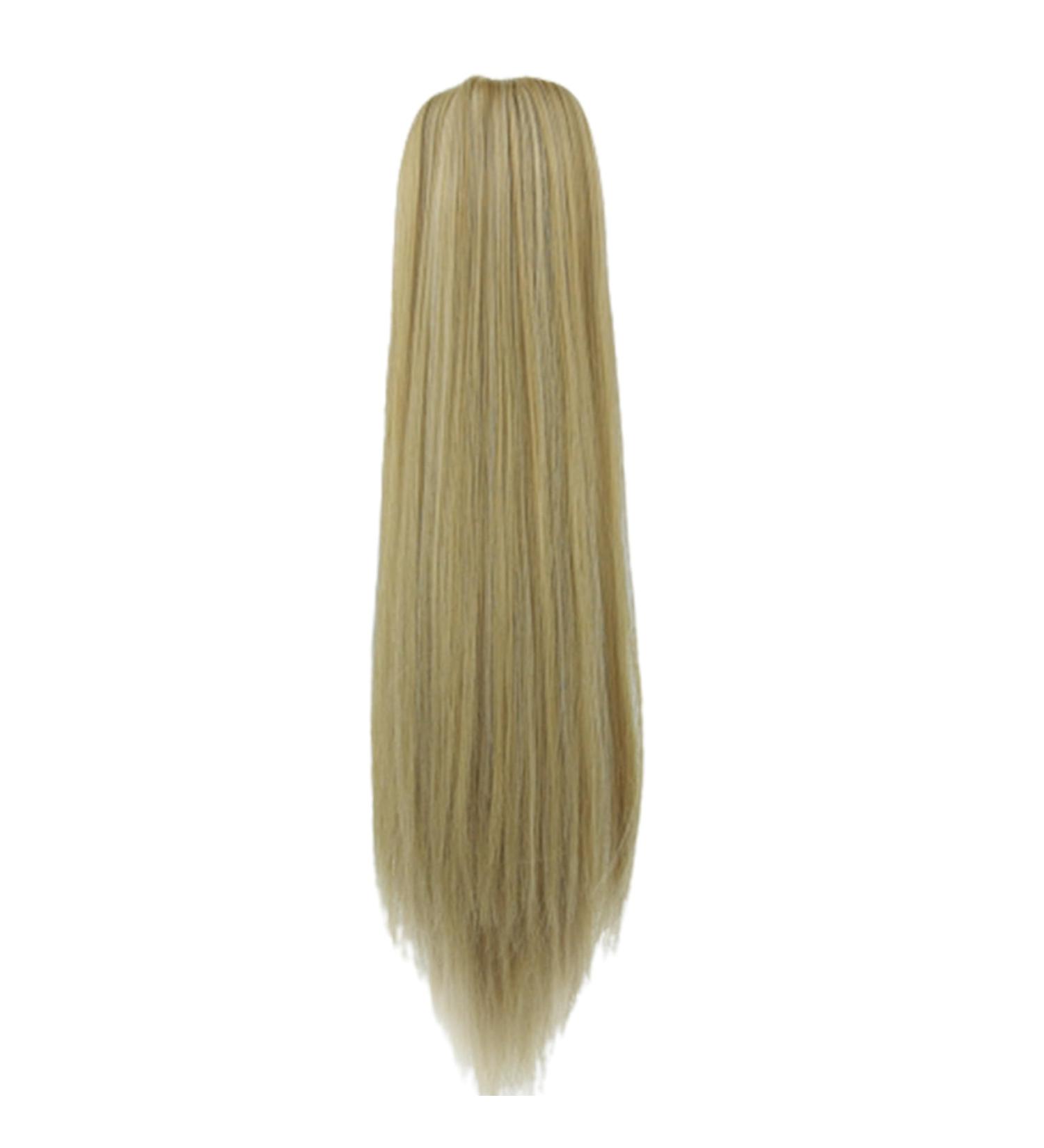 Ponytail Extension 22" Long Straight Wig Claw Clip Ponytail Extension Heat-Resisting Synthetic Fake Hair Pieces Diy Haircut for Women Girls Short and Less Hair (Blonde-27/613) - Buy Online on GoSupps.com