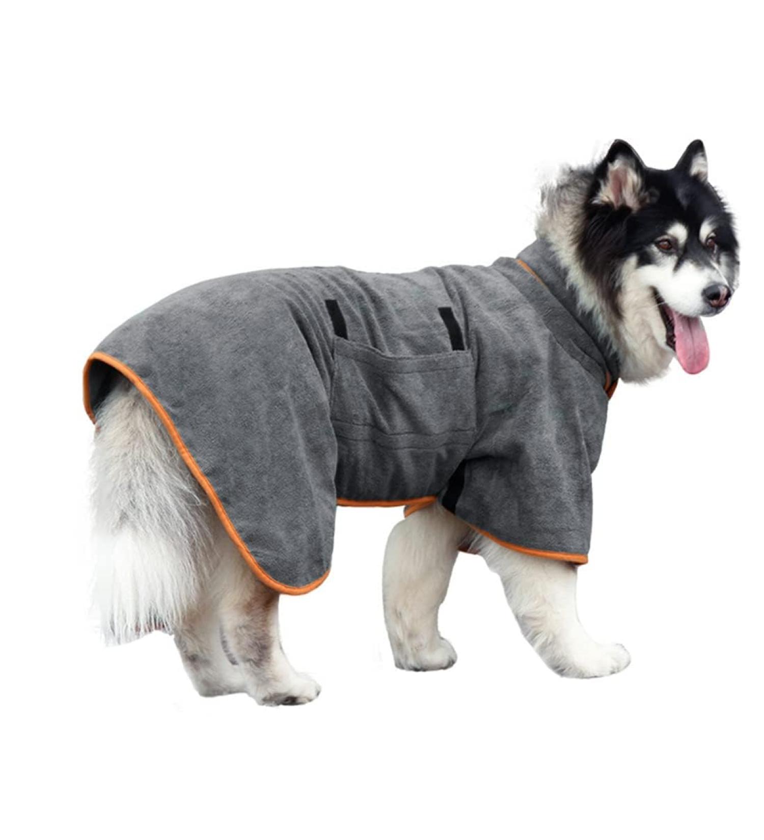 Leapbeast Dogsbadema Microfleece Bath Towel - Quick-Drying Absorbent Adjustable Straps (XS Gray) | Best for Pets - Buy Online on GoSupps.com