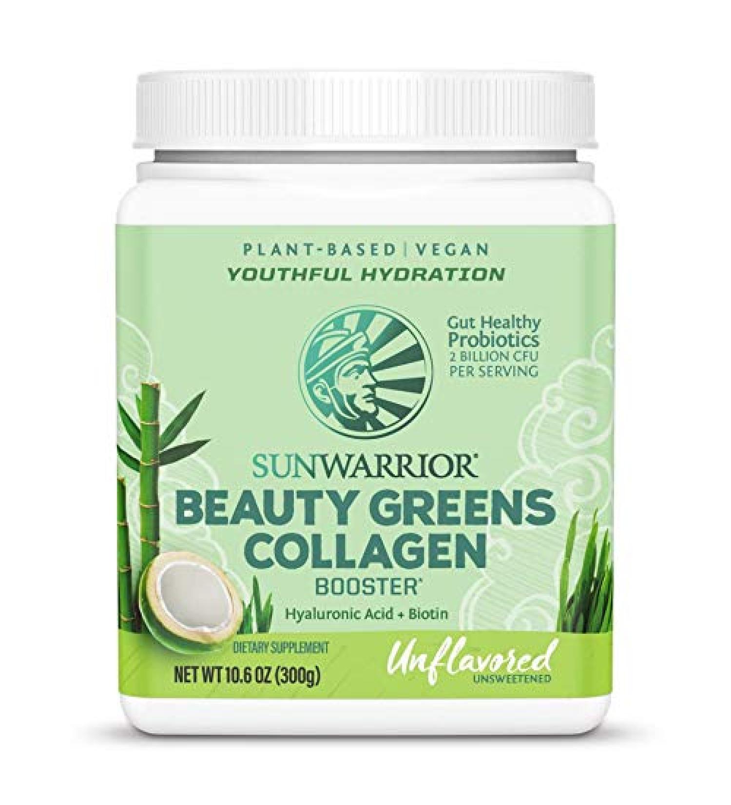 Sunwarrior Beauty Greens Collagen Booster Unflavored - 10.6 oz (300 g) | Vegan Superfood for Radiant Skin - Buy Online on GoSupps.com