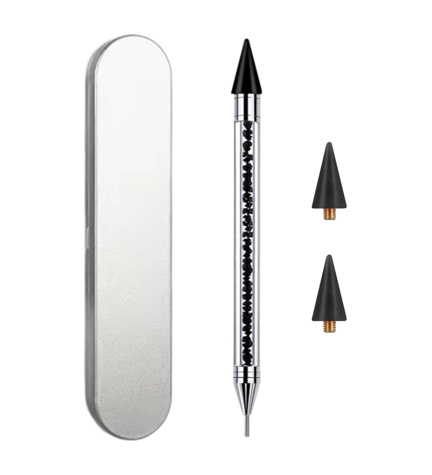 Rhinestone Picker Tool with 2 Wax Tips - Nail Art Dotting Tool for DIY Designs | Best Rhinestones Applicator Kit (Black - Buy Online on GoSupps.com