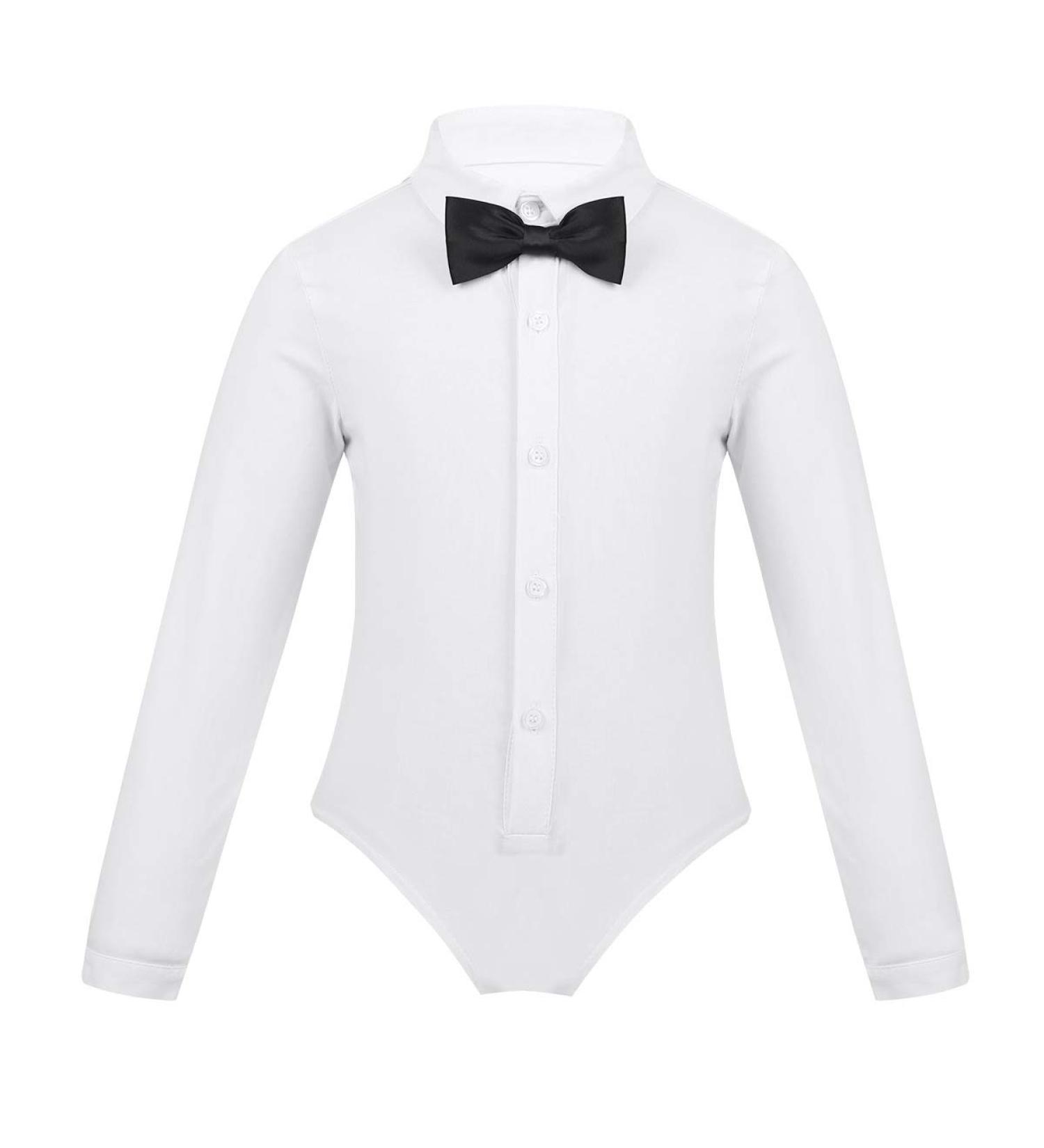 iiniim Boys Latin Salsa Ballroom Dance Leotard Shirt Top with Shorts - White 8 - Buy Online on GoSupps.com