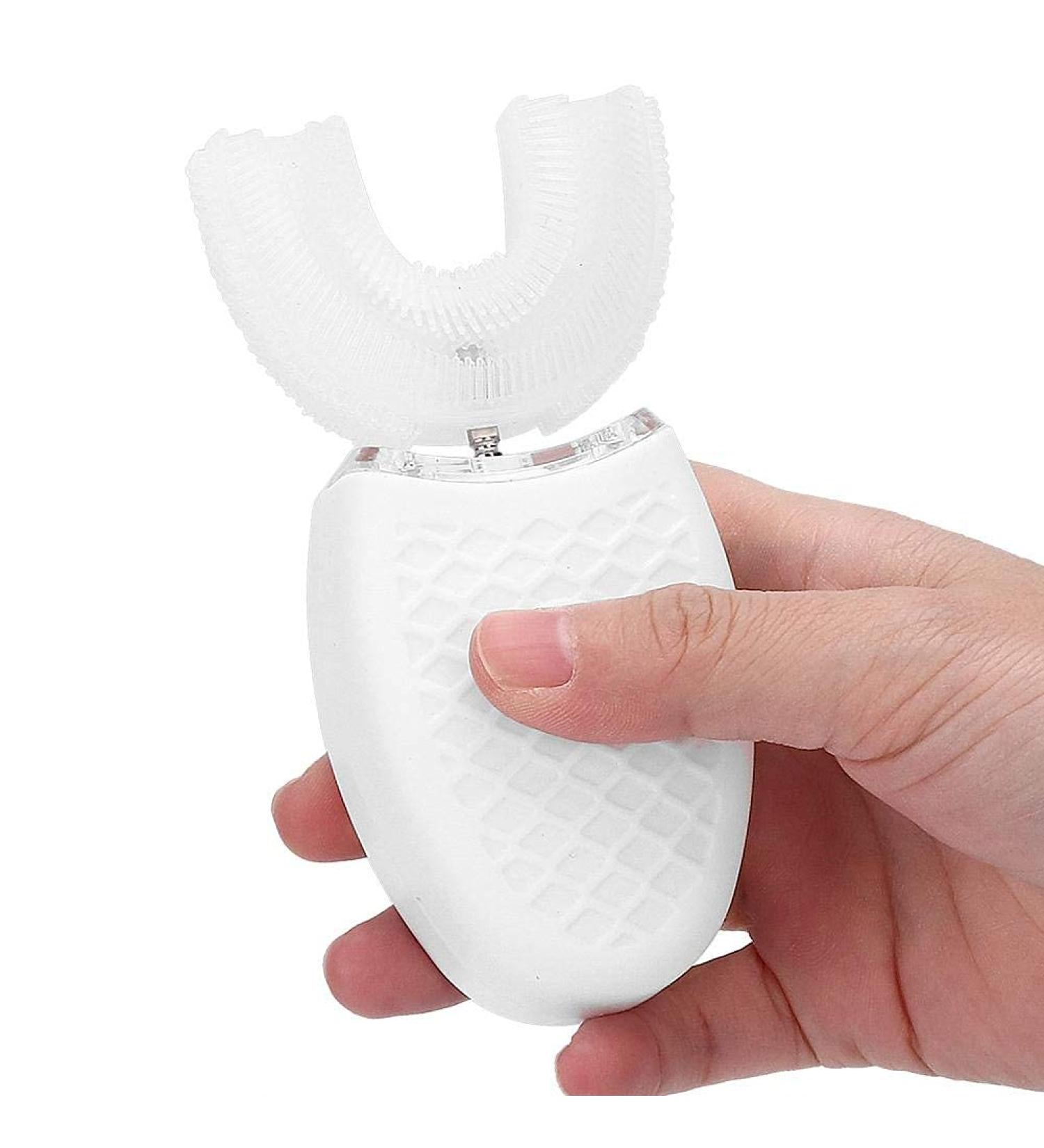 U-Shaped Adult Electric Sonic Toothbrush with Food-Grade Silicone Brush Head - White - Buy Online on GoSupps.com