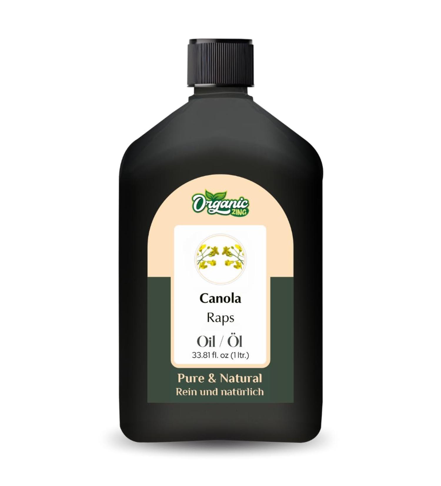 ORGANIC ZING Organic Zing Canola (Brassica Napus) Oil | Pure & Natural Carrier Oil for Skincare and Hair Care 1000 ml
