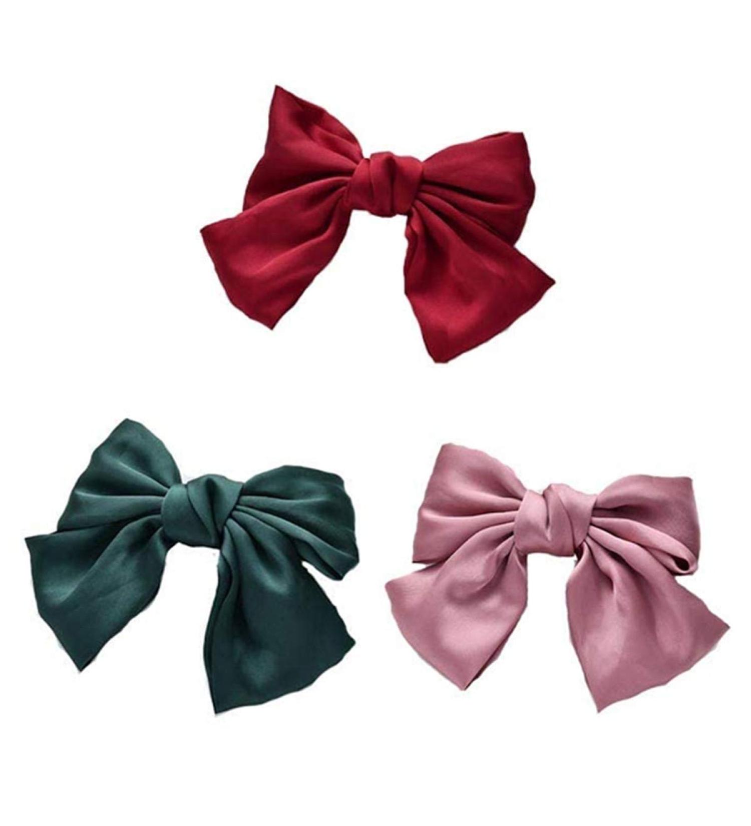 Shop Stylish Large Hair Clips with Bow - Red Green & Pink | Perfect for Girls & Women - International Shipping Available - Buy Online on GoSupps.com