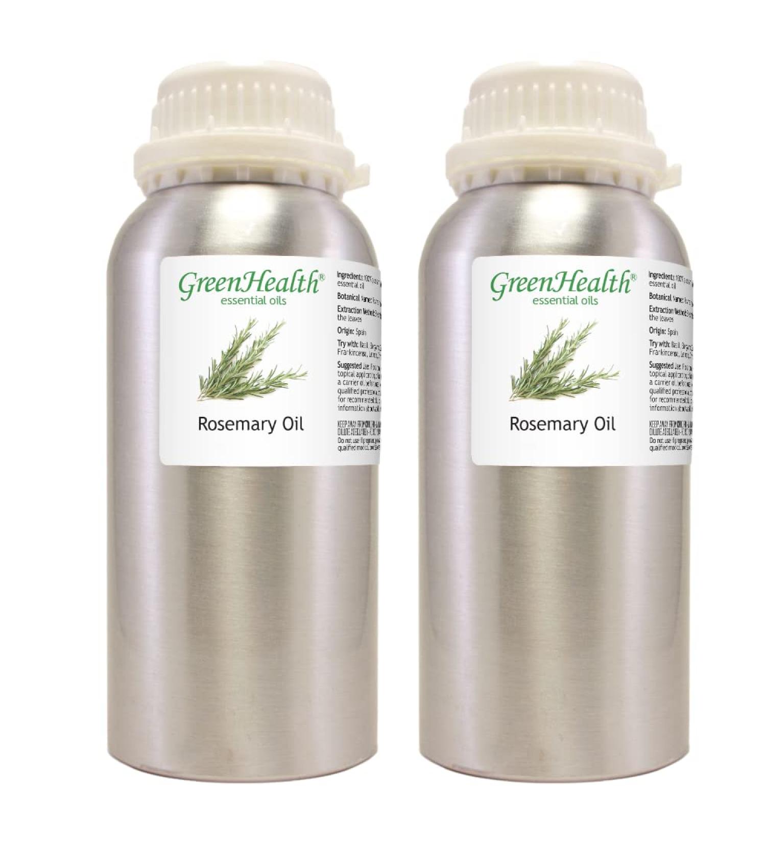 2 Bottles - 16 fl oz Rosemary Essential Oil (100% Pure & Uncut), Aluminum Bottle - GreenHealth Rosemary 16 Fl Oz (Pack of 2) - Buy Online on GoSupps.com