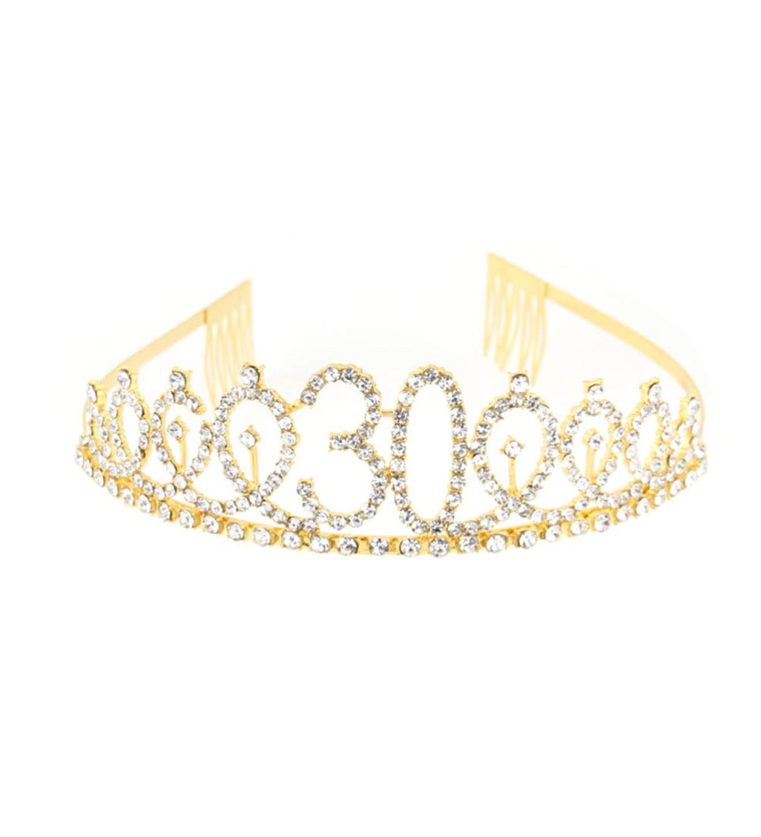 Lurrose 21st Birthday Crystal Crown | Rhinestone Tiara Headband for Wedding & Party Decor (Golden Size 7) - Buy Online on GoSupps.com