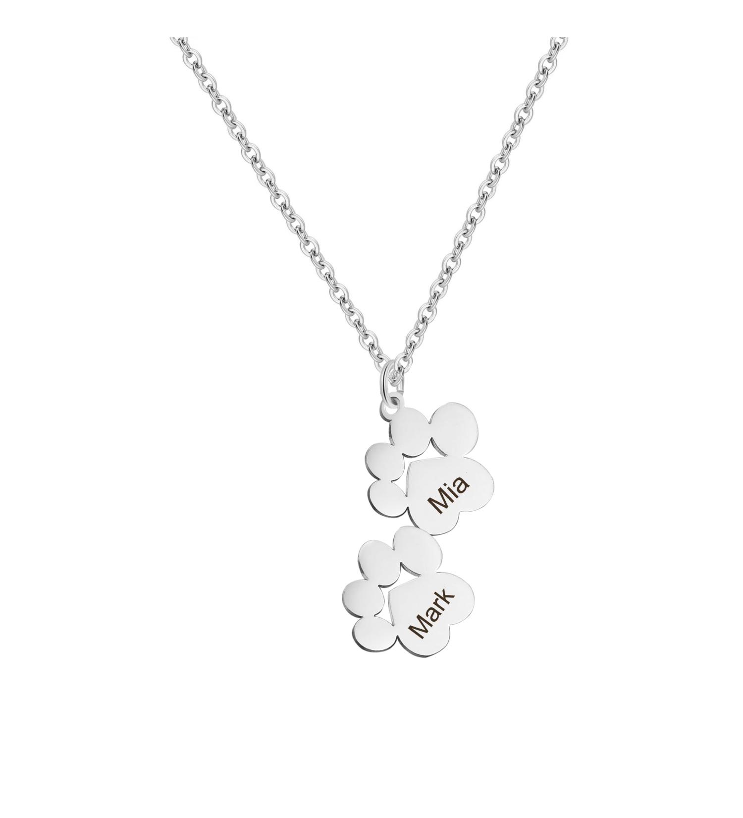 Zounghy Personalised Paw Print Necklace Custom Dog Paw Pendant Necklace with 1-4 Names Engraved Name Tiny Paw Necklace Pet Memorial Jewelry for Pet Lovers Mothers Day Gift for Pet Mom Silver - Buy Online on GoSupps.com