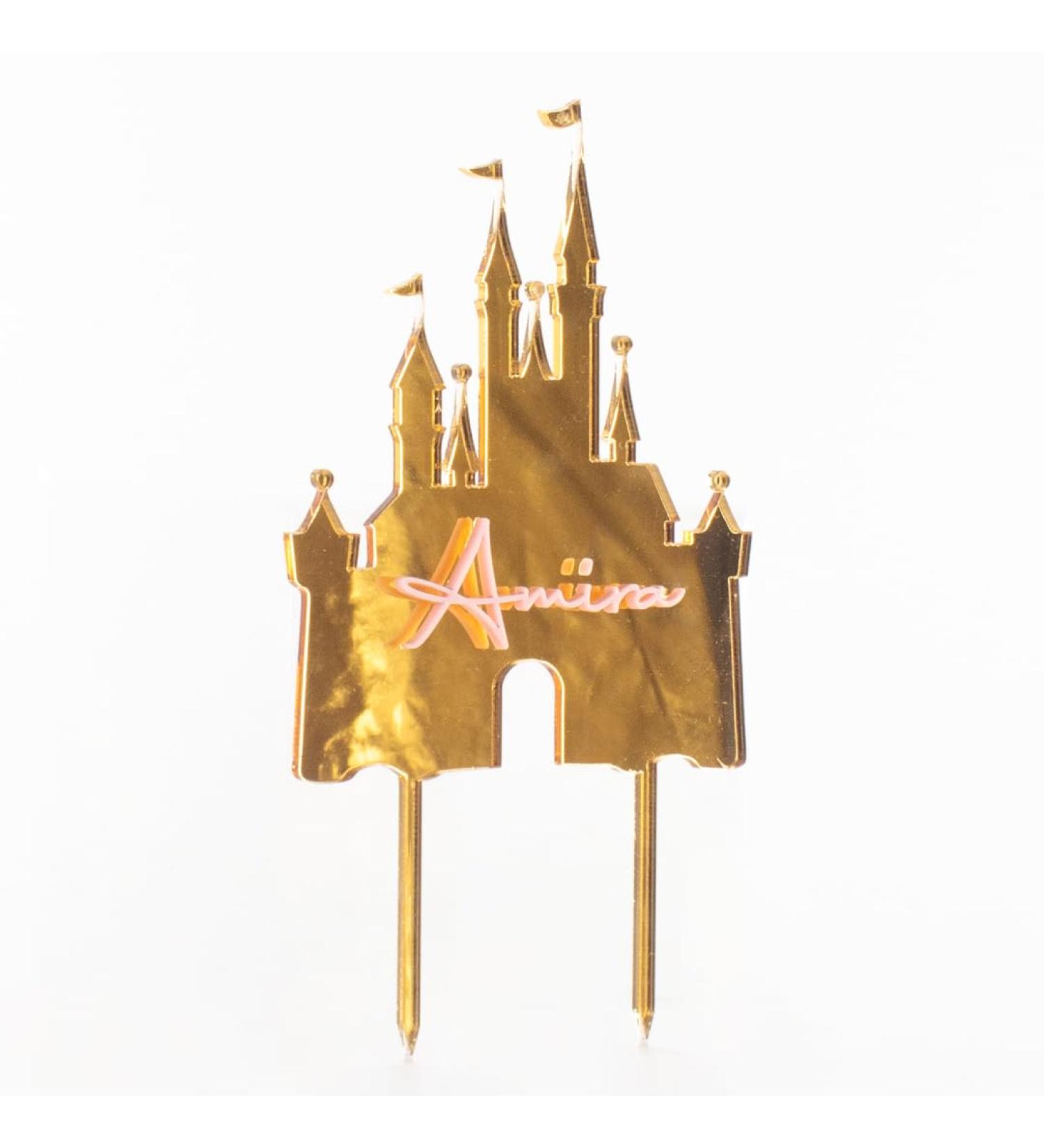 Personalised Princess Castle with Name Acrylic Cake Topper - Buy Online on GoSupps.com