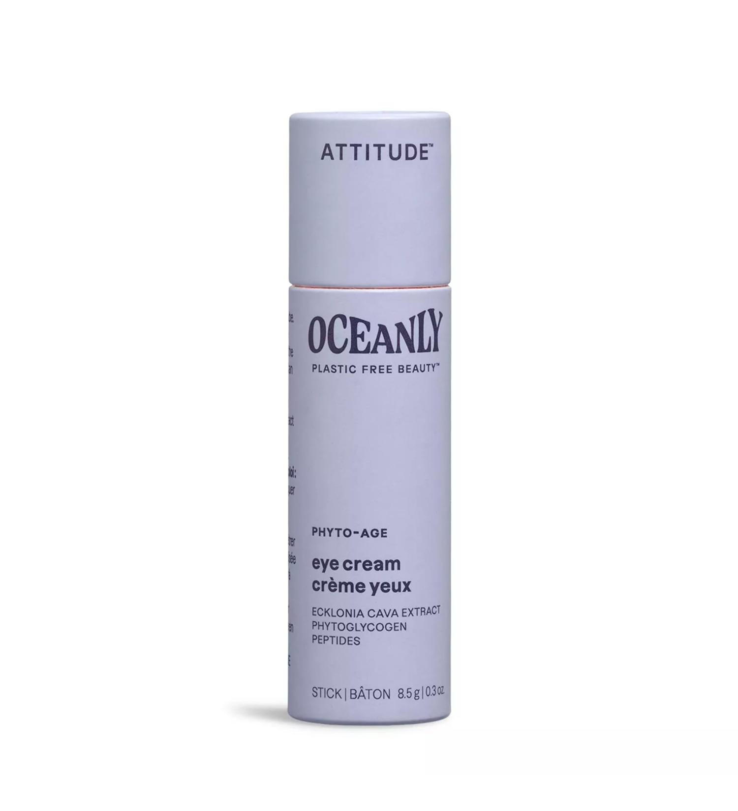 ATTITUDE Oceanly Eye Cream Stick - EWG Verified Vegan Plastic-Free Plant-Based Ingredients | Unscented Anti-Aging Skincare - 0.3 oz - Buy Online on GoSupps.com