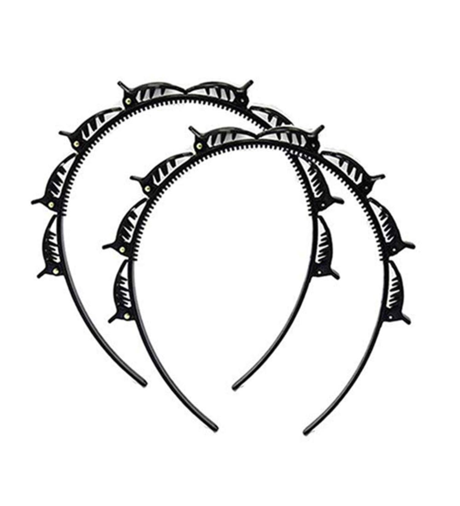 Shop Hroijsl Double Bang Hairstyle Hair Bands with Clips | Hairpin Headgear & Cracking Clips for Women & Girls (2pc) - Buy Online on GoSupps.com