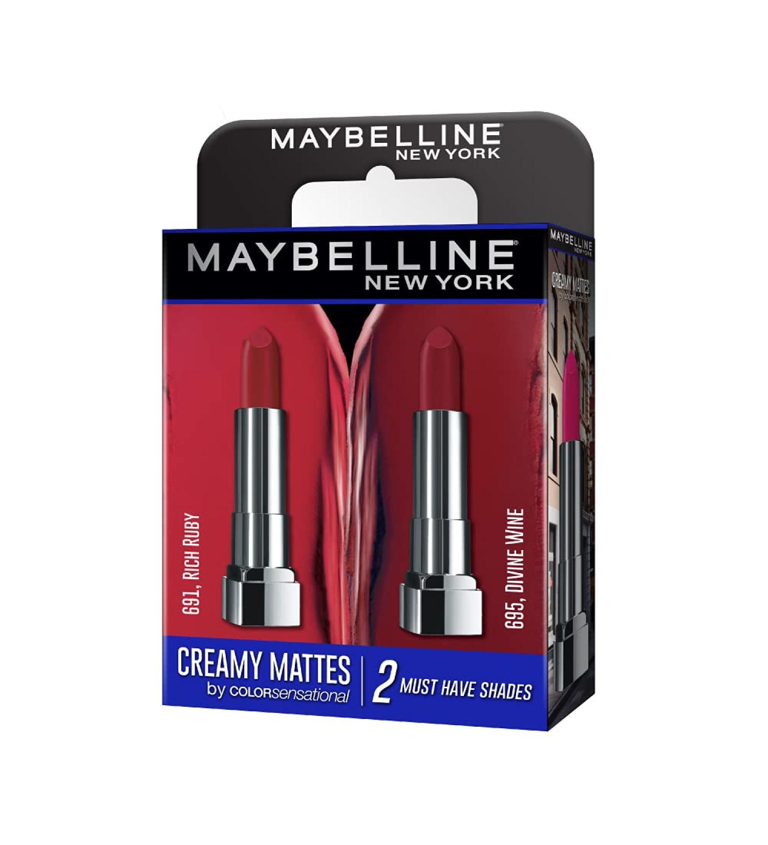 Maybelline New York Creamy Mattes Lipstick Combo Pack (Rich Ruby & Divine Wine) - Long-lasting Matte Lip Colors - Buy Online on GoSupps.com