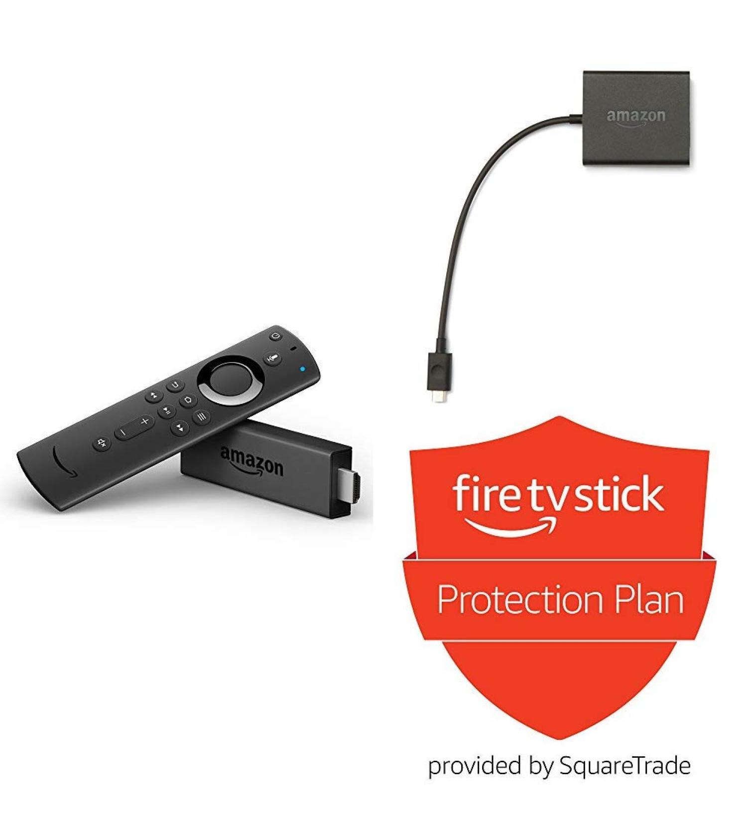 Fire TV Stick with all-new Alexa Voice Remote bundle - includes Ethernet Adapter and 2-Year Protection Plan