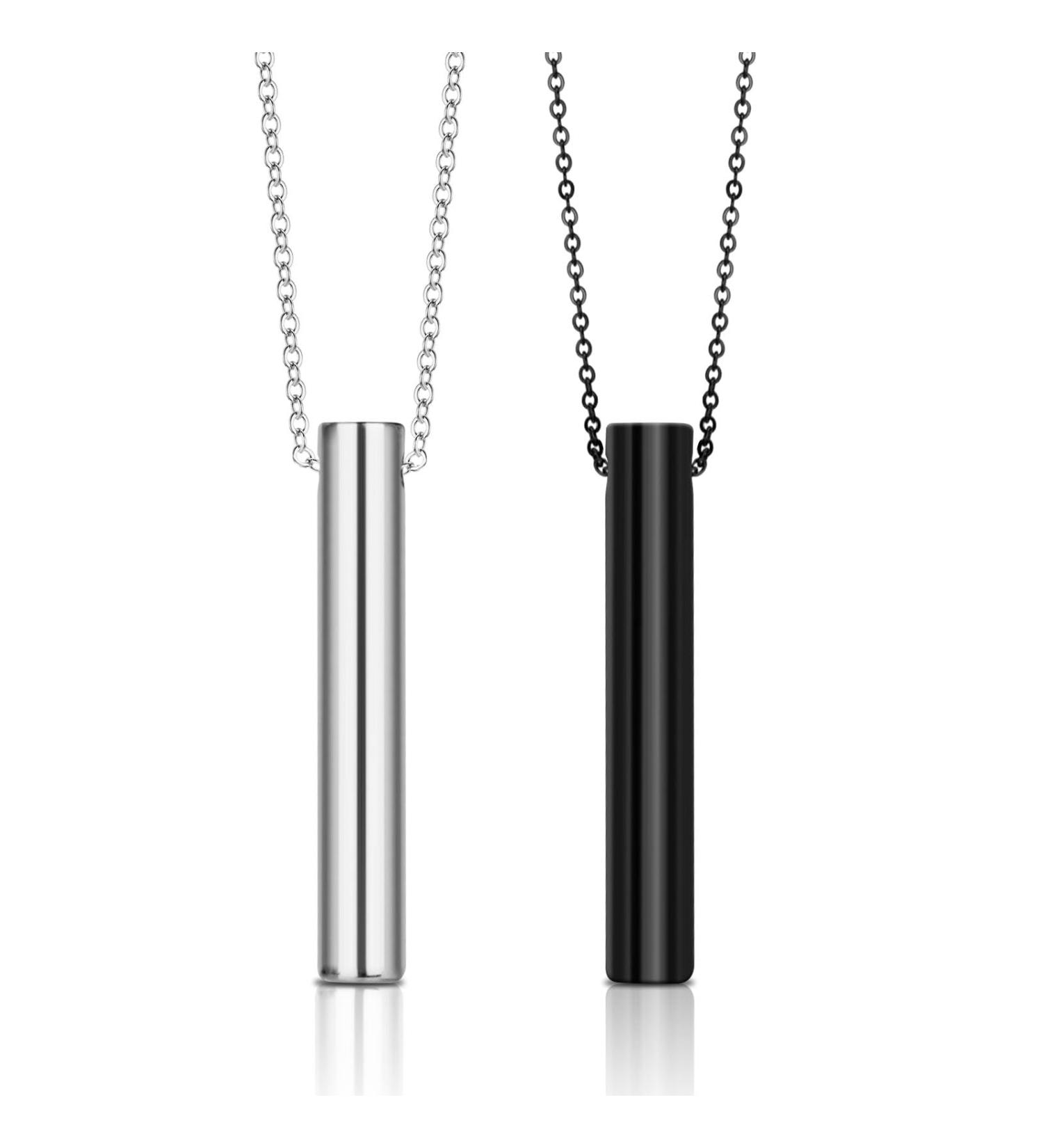 2Pcs Aucuu Mindful Breathing Necklaces for Stress & Anxiety Relief - Black & Silver | Meditation Jewelry for Men & Women - Buy Online on GoSupps.com