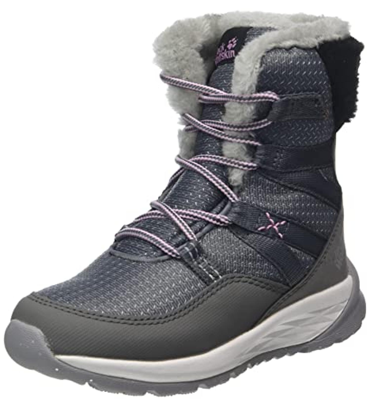 Jack Wolfskin Unisex-Child Polar Wolf Texapore High K Hiking Boot - Big Kid (8-12 Years) - Size 5 - Pebble Grey/Off-white - Buy Online on GoSupps.com