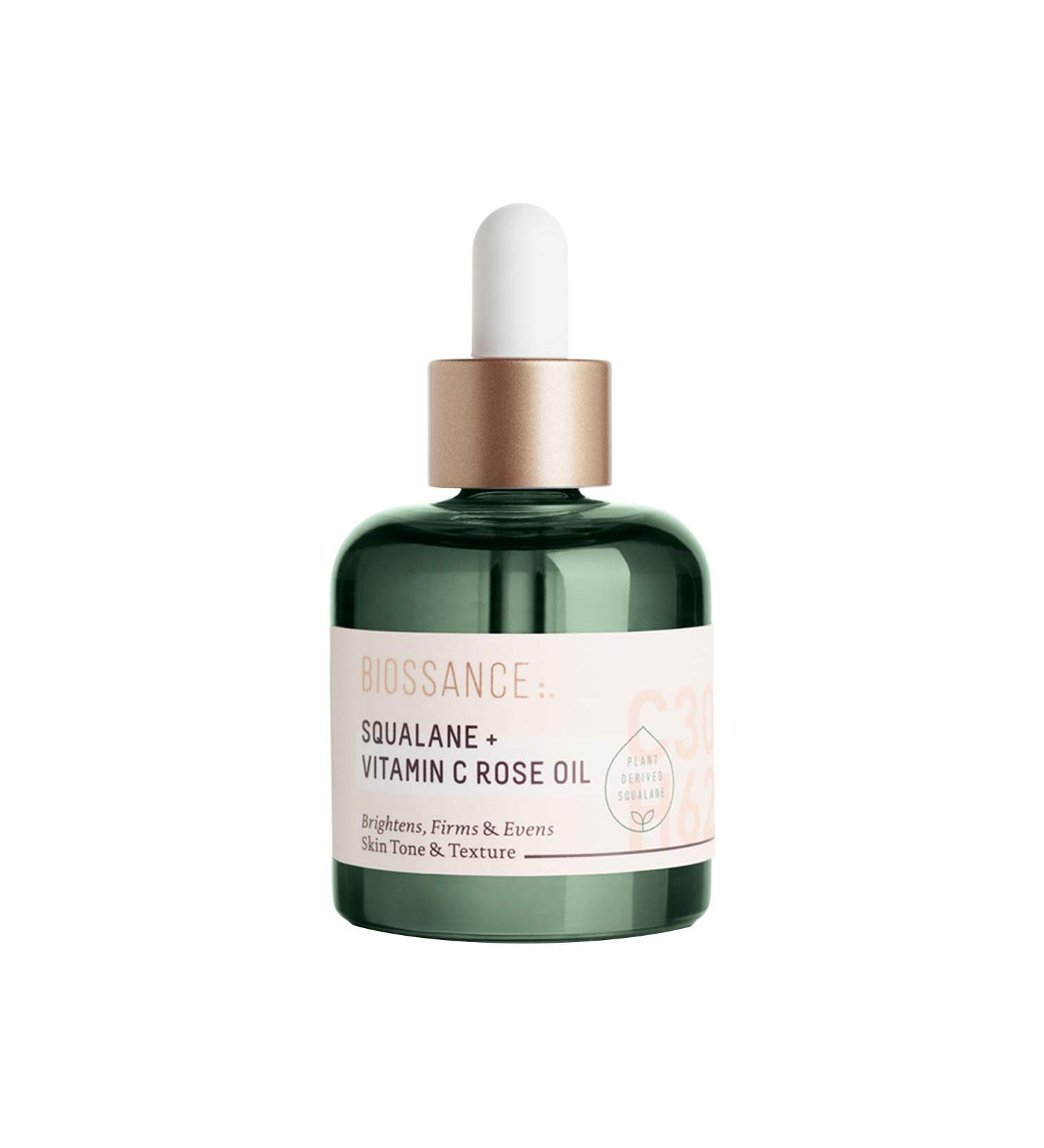 BIOSSANCE Squalane + Vitamin C Rose Oil  Green Bottle  30ml