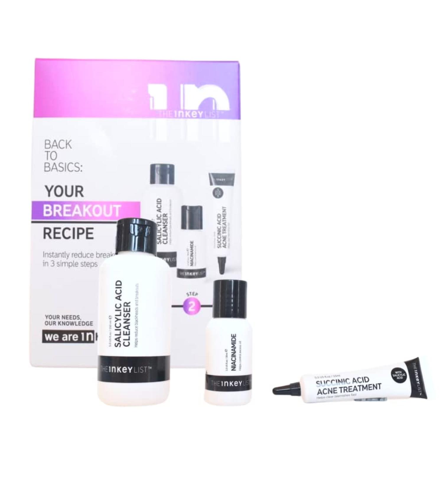 INKEY List Back to Basics: Acne Skincare Set | Salicylic Acid Cleanser Niacinamide Serum & Succinic Acid Treatment | Buy Internationally - Buy Online on GoSupps.com
