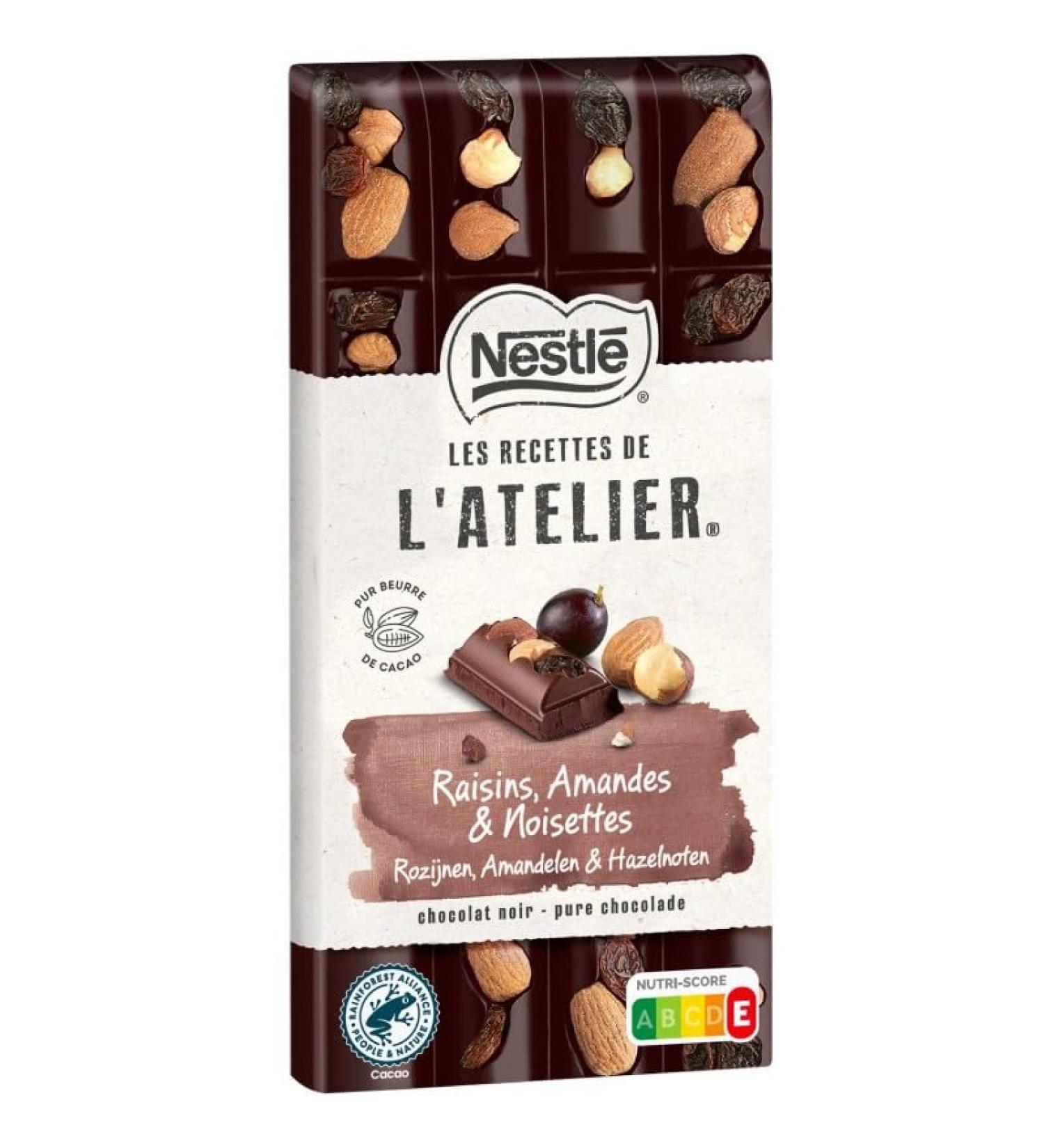  G n rique NESTLE LES RECETTES DE LATELIER - Chocolate and Dried Fruit Delight 170g - Dark chocolate treat with raisins almonds and hazelnuts - Pack of 4 - Buy Online on GoSupps.com