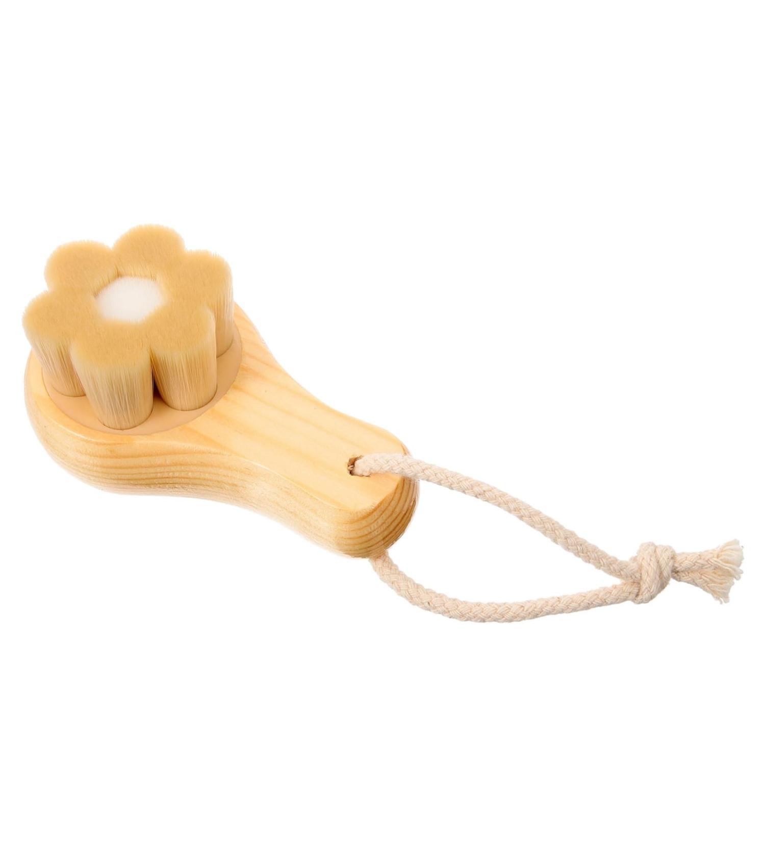 Housoutil Facial Wash Brush with Wooden Handle Face Brush Face Sponges Facial Cleansing Brush Face Scrubber Face Exfoliator Face Dry Brush Manual Cleasing Milk Artificial Fiber - Buy Online on GoSupps.com