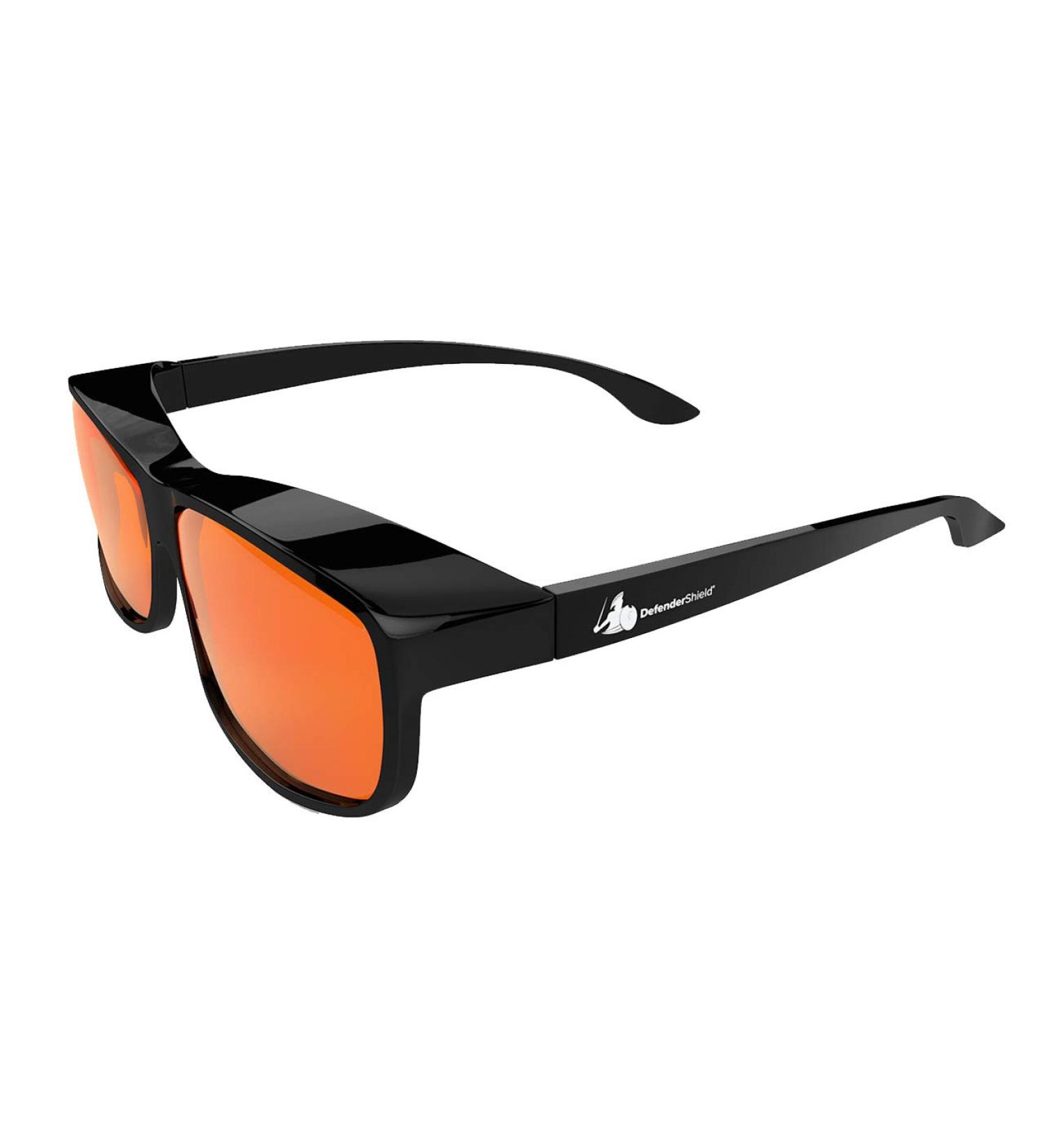 DefenderShield Premium Blue Light Blocking Glasses - 100% Anti-Glare Protection for Gaming & Screens - Orange Eye Strain Relief & Sleep Support - Buy Online on GoSupps.com