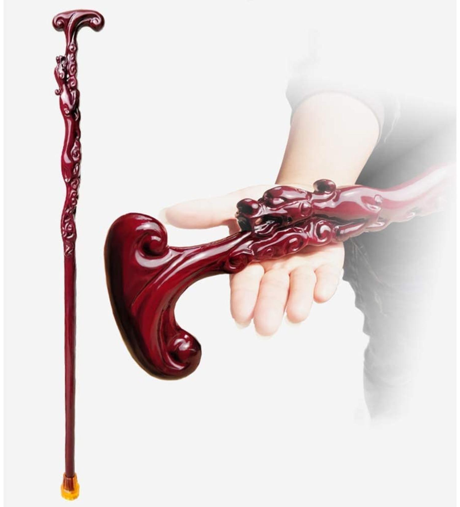 Wooden Walking Stick Solid Cane Old Man's Walking Stick Dragon Head Solid Wood Walking Stick Handcrafted Wood Carved Traditional Style Wooden Canes with Rubber Tip 94Cm Durable (Size : 94cm) - Buy Online on GoSupps.com