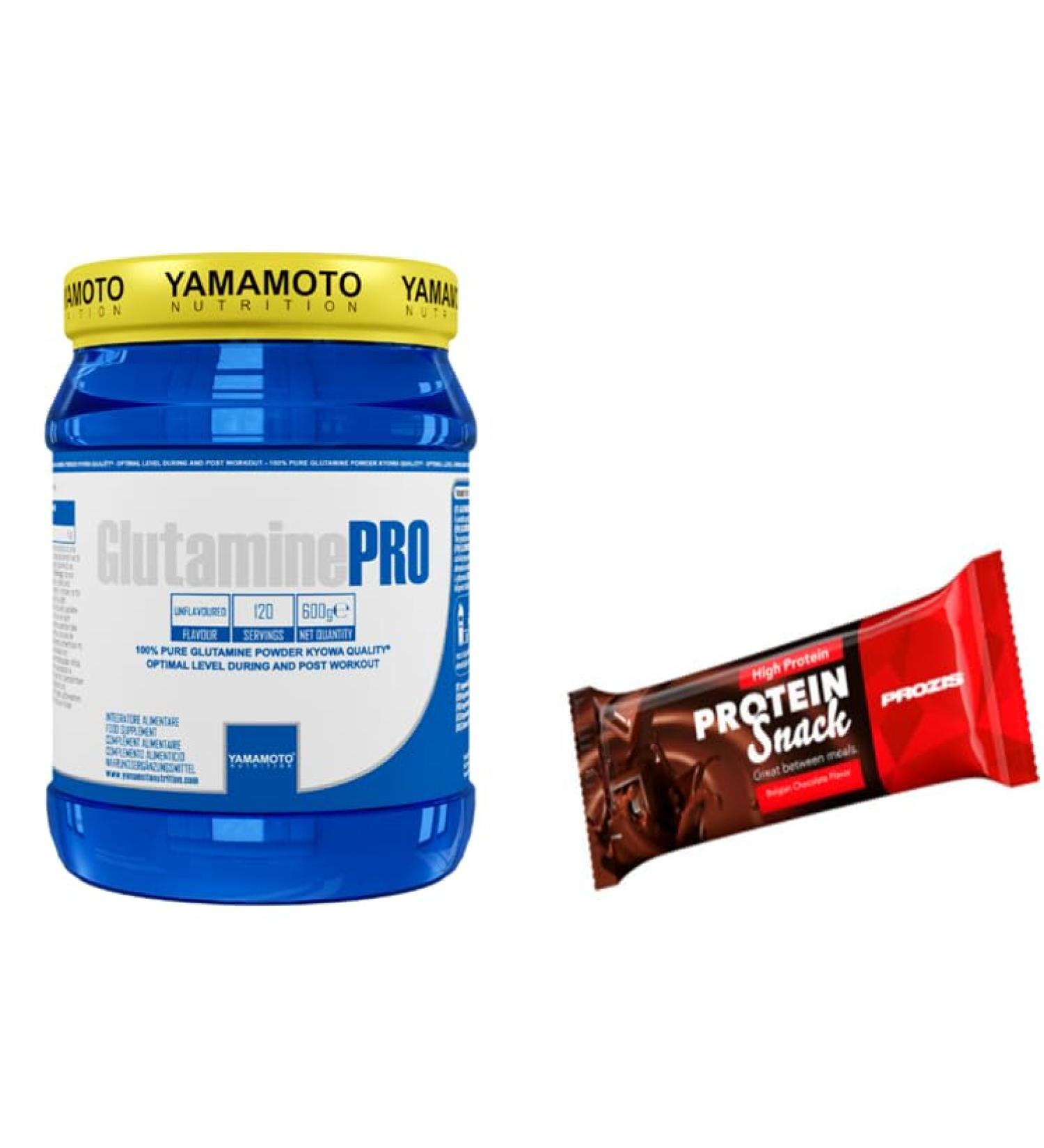 Yamamoto Glutamine Pro 600 g - Glutamine Kyowa Quality + Protein Snack Prozis