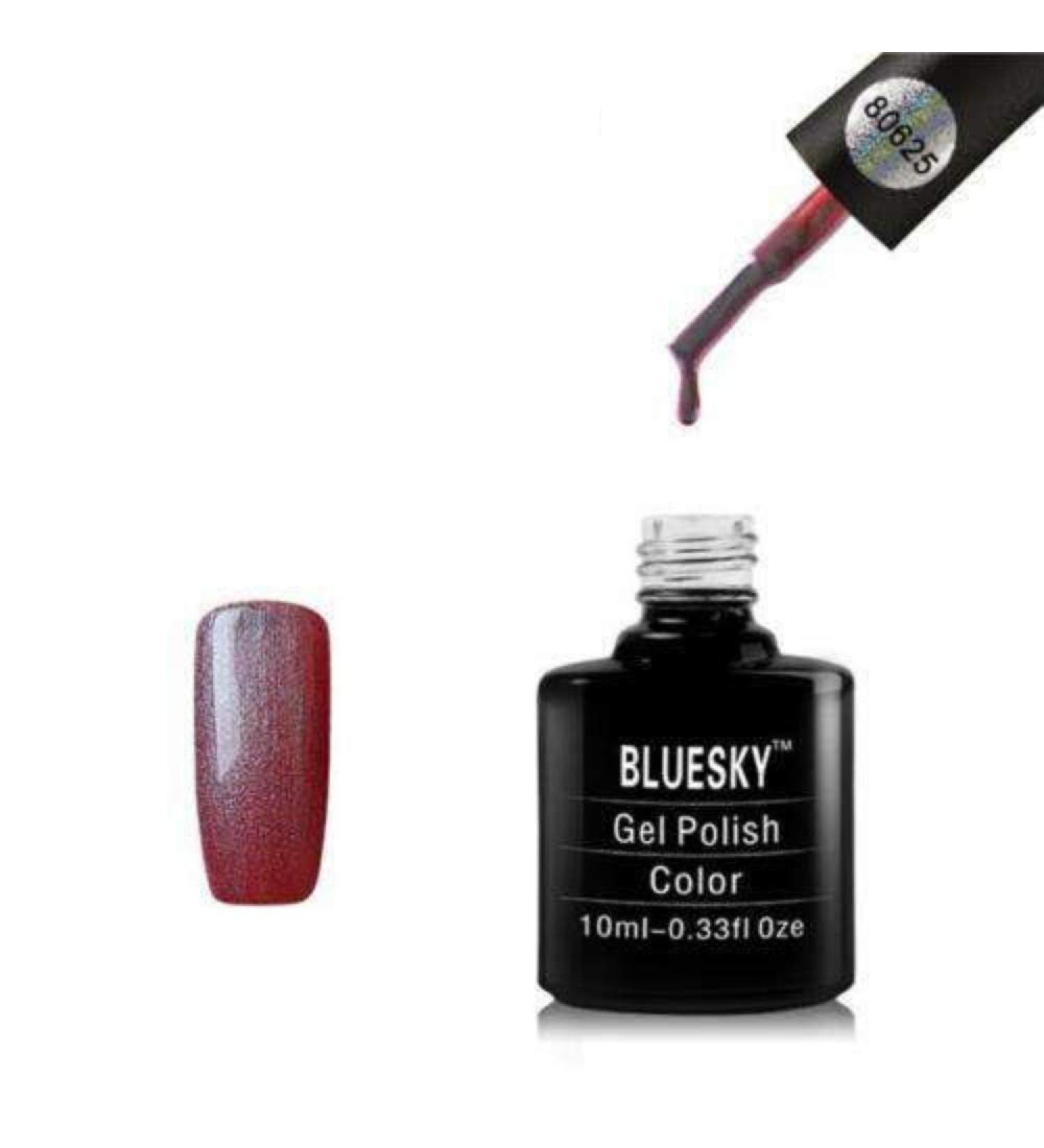 Bluesky Gel Nail Polish Patina Buckle 80625 Red Glitter Long Lasting Chip Resistant 10 ml (Requires Curing Under UV LED Lamp)