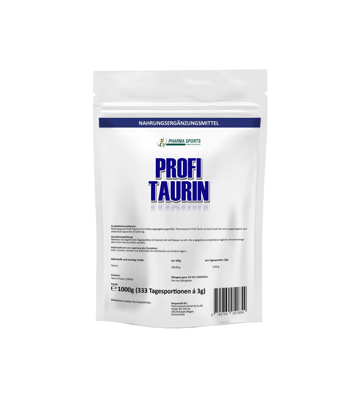 Buy 1Kg L-Taurine Pure Powder | 1000g Amino Acid for Performance & Muscle Building - International Shipping - Buy Online on GoSupps.com