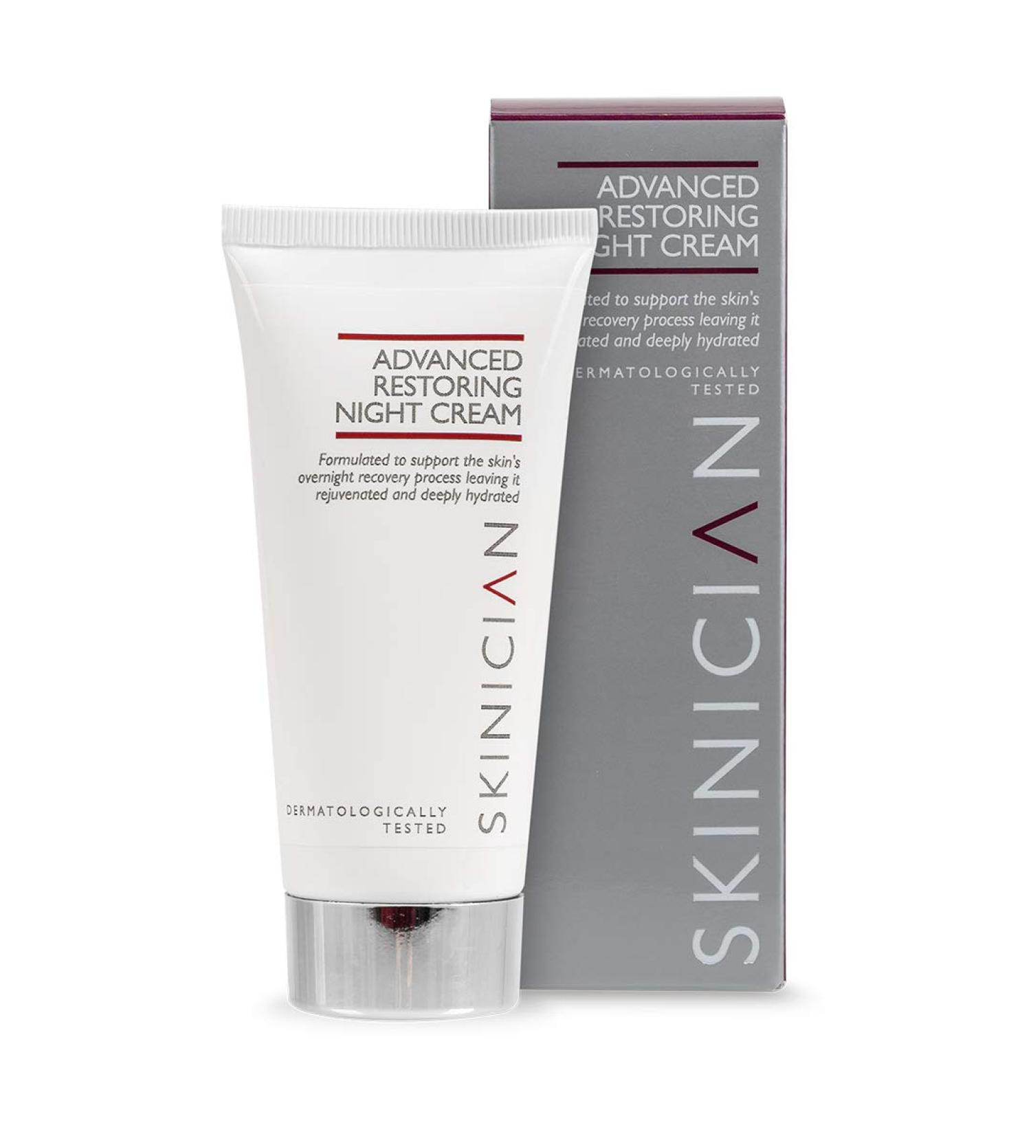 SKINICIAN Advanced Restoring Night Cream - Anti-Ageing Face Cream with Vitamin C - Regenacell Formula for Younger Looking Skin in 4 Weeks - Evening Skincare - Vegan & Cruelty Free (50ml) - Buy Online on GoSupps.com