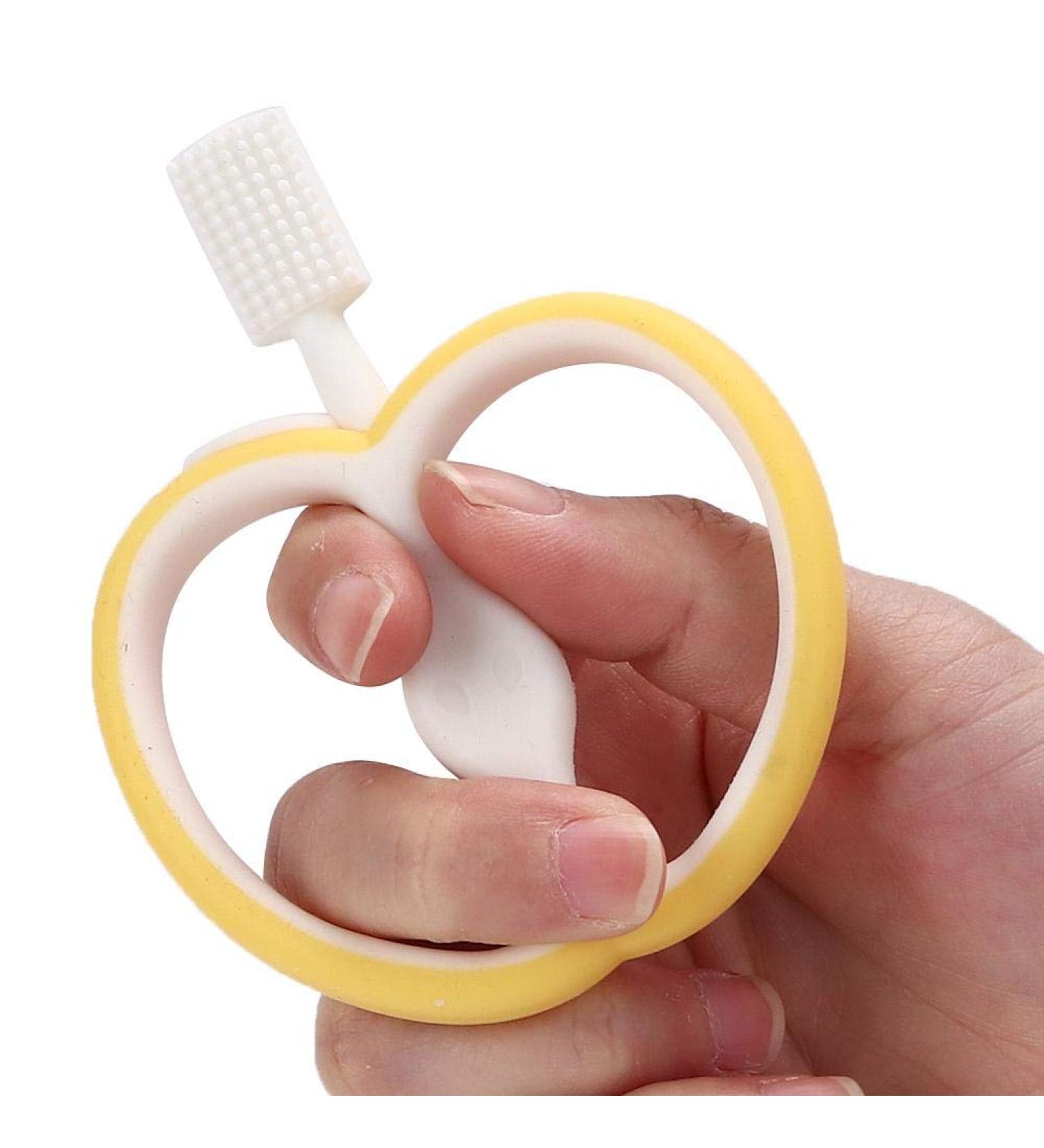 Silicone Toothbrush Training Oral Care Teeth Cleaning Brush Fruit Shape Infants Baby(yellow) - Buy Online on GoSupps.com
