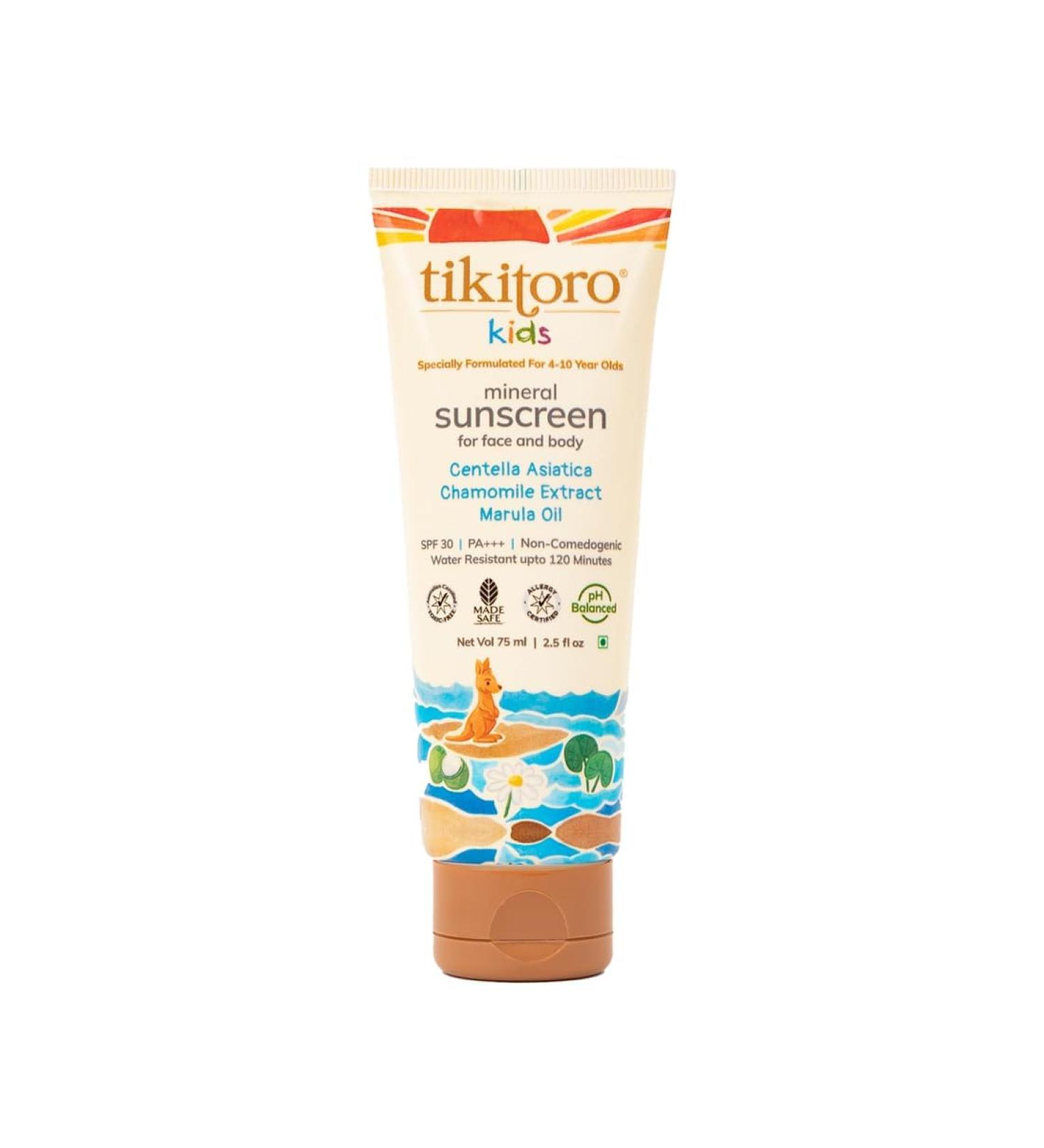 Buy Kids Mineral Sunscreen SPF 30+ | Vegan Paraben & Sulfate-Free | Chamomile Gotukola Niacinamide & Zinc Oxide | Hydrates & Prevents Tanning (75 gm - Buy Online on GoSupps.com