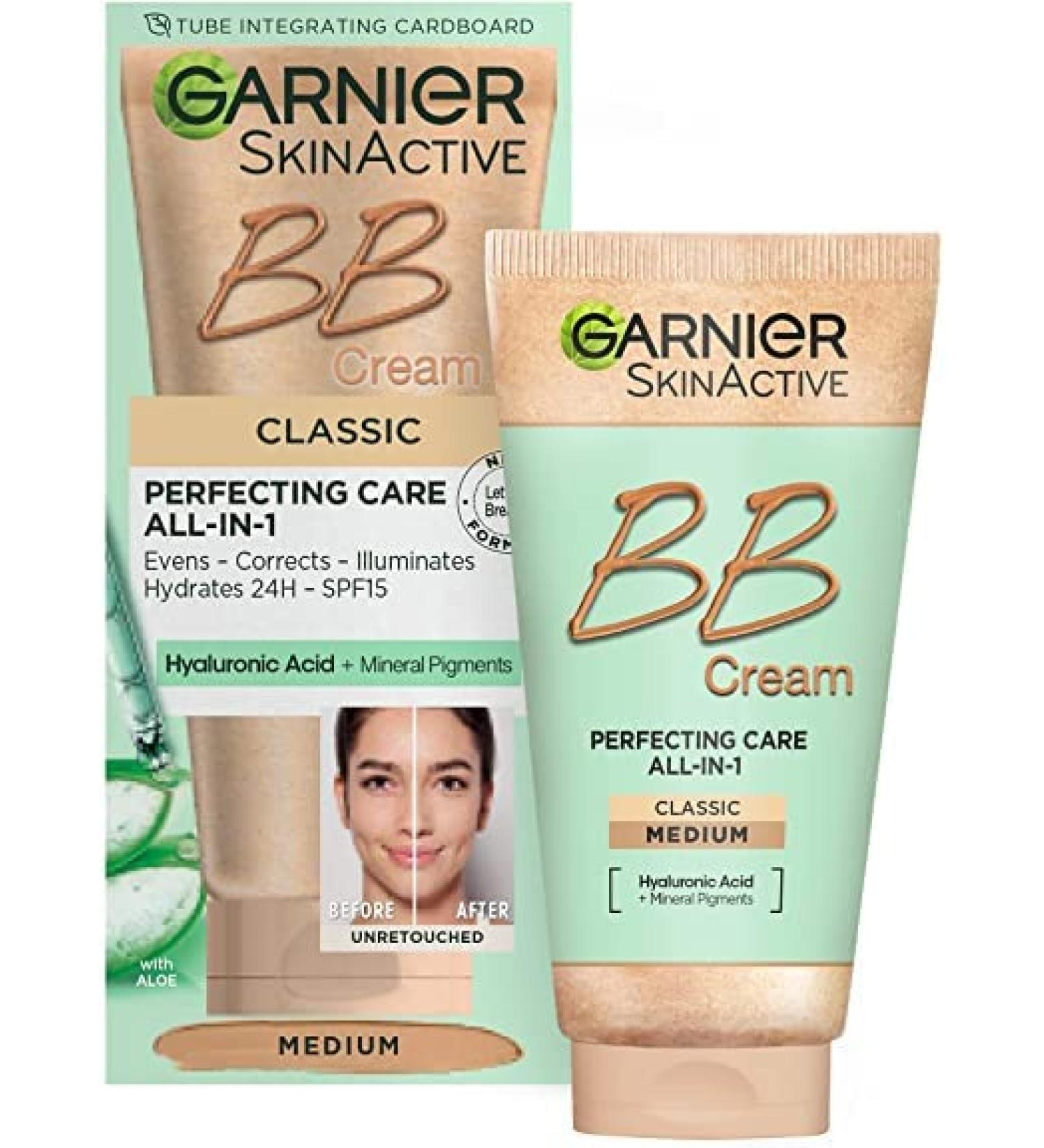 Garnier Skin Naturals Classic Hyaluronic Aloe All-in-1 BB Medium Cream 50ml - Skin Perfecting BB Cream - Buy Online on GoSupps.com