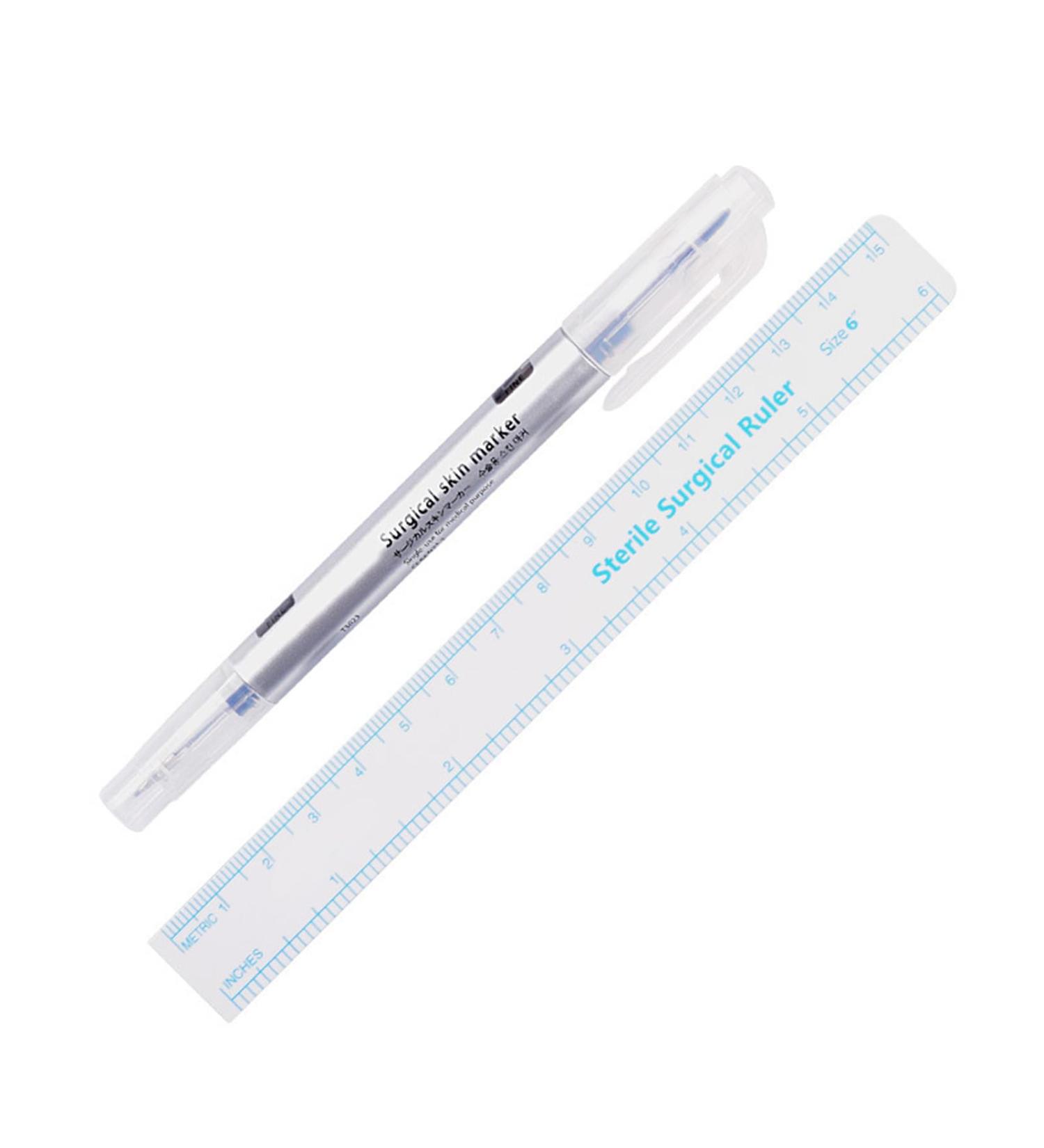 10Pcs Makeup Positioning Marker Pen Surgical Skin Mark Tool Microblading Marker Pen with Paper Ruler Quick Drying Marker - Buy Online on GoSupps.com