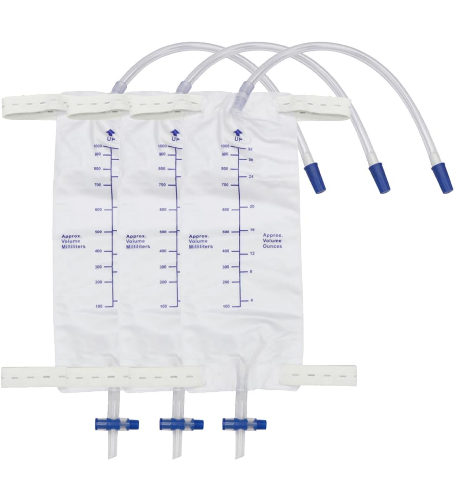 Urinary Drainage Bag with Anti-Reflux Chamber 1000ml Leg Bag Urinary Bag for Home and Hospitals Health Aids (3Pcs) - Buy Online on GoSupps.com