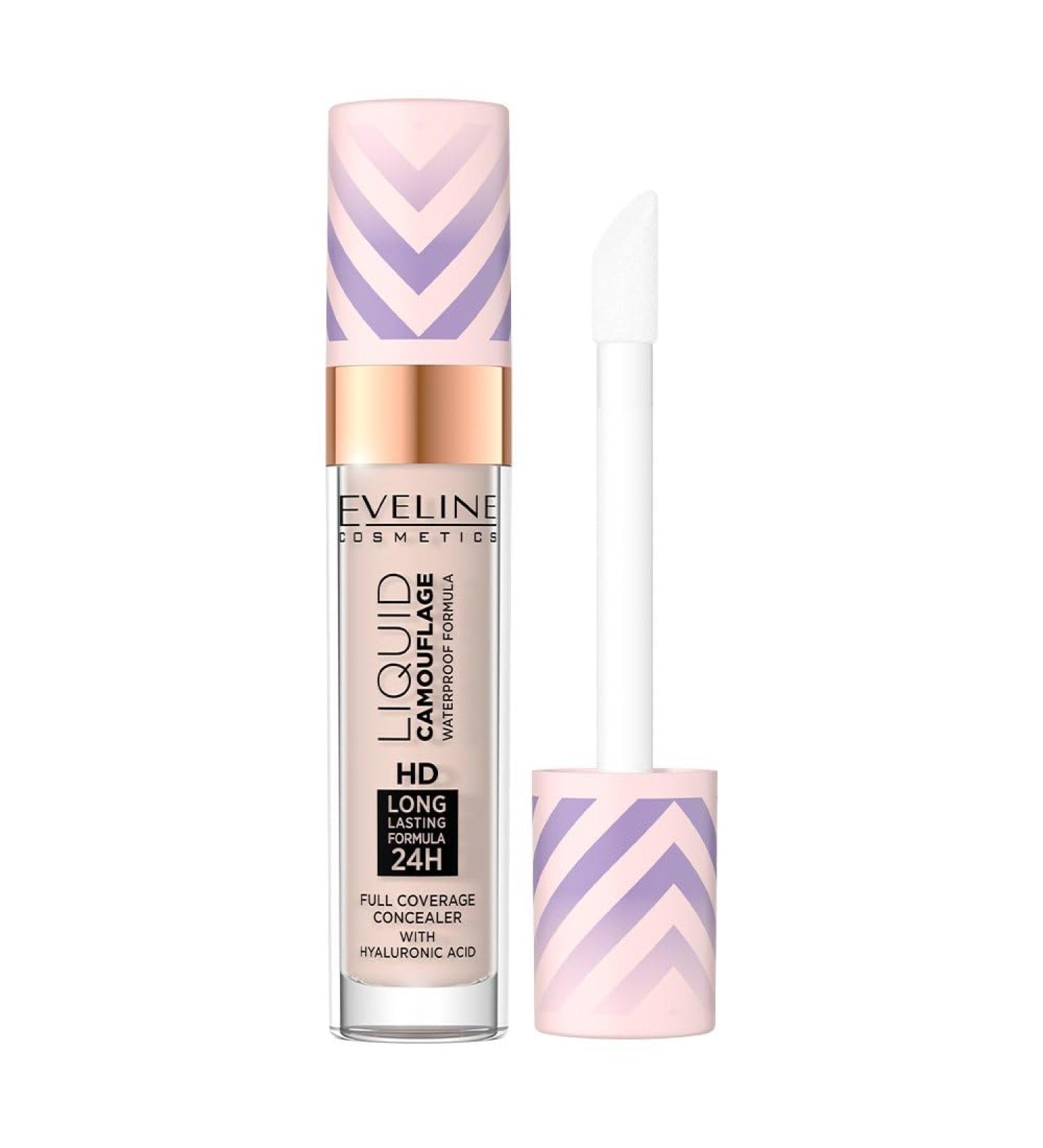 Eveline Cosmetics Liquid camouflage corrector No 02 water resistant makeup concealer with hyaluronic acid and vitamin E concealer dark circles nutrition and skin regeneration - Buy Online on GoSupps.com