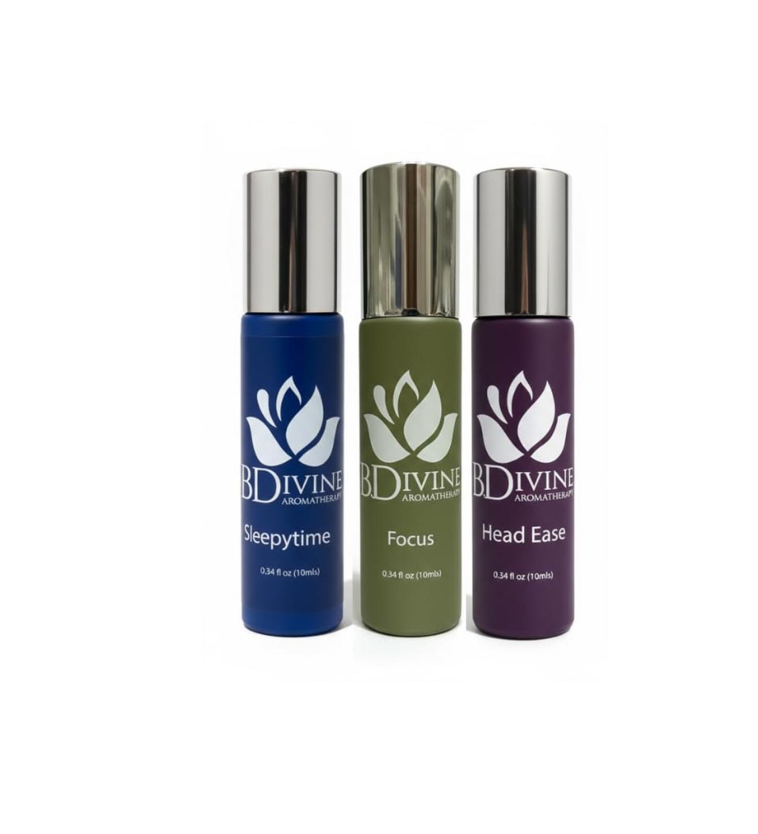Essential Oil Roll-On Gift Set- Choose from Sleep Focus Stress Relief Vitality and Head Ease (3PK) Roll on Blends. (Sleepytime Focus Head Ease 10mls) - Buy Online on GoSupps.com