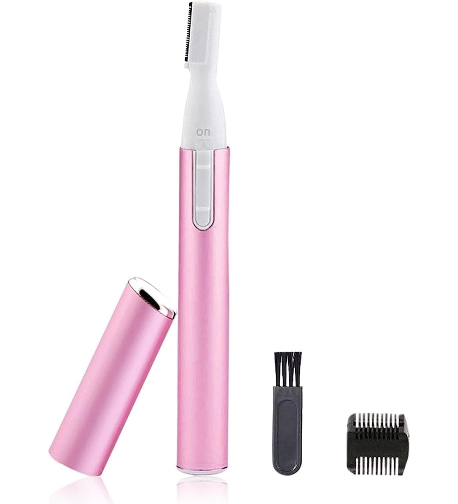 Electric Eyebrow Trimmer for Women Painless Facial Hair Razor Remover Powered by Battery (not Included) Pink