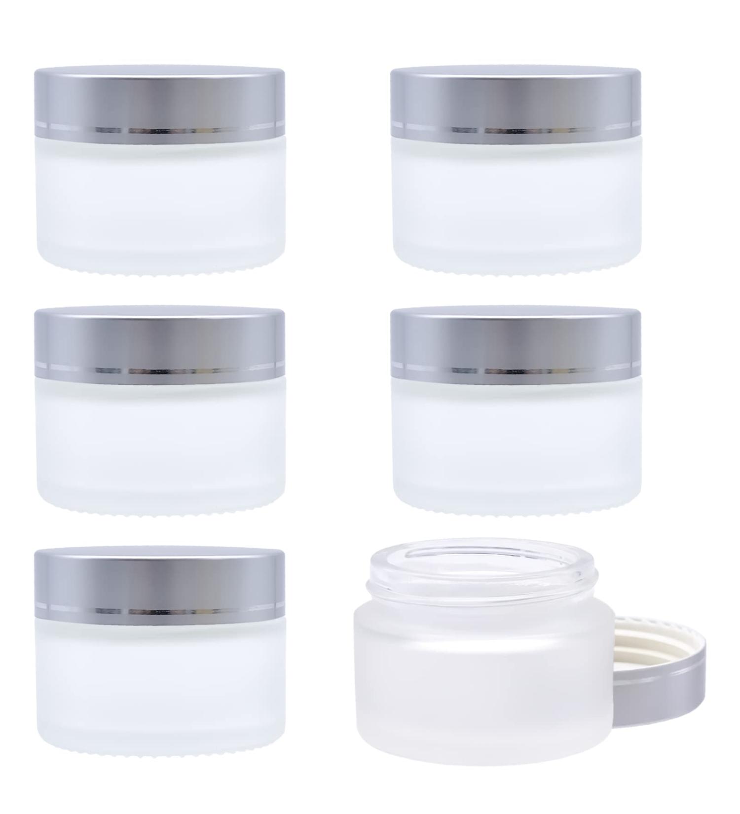 YHSWIN 6pcs 30ml Matte Glass Cosmetic Containers - Empty Cream Jars with Silver Lid for Cream & Essential Oils - Ideal for Travel & Storage - Buy Online on GoSupps.com