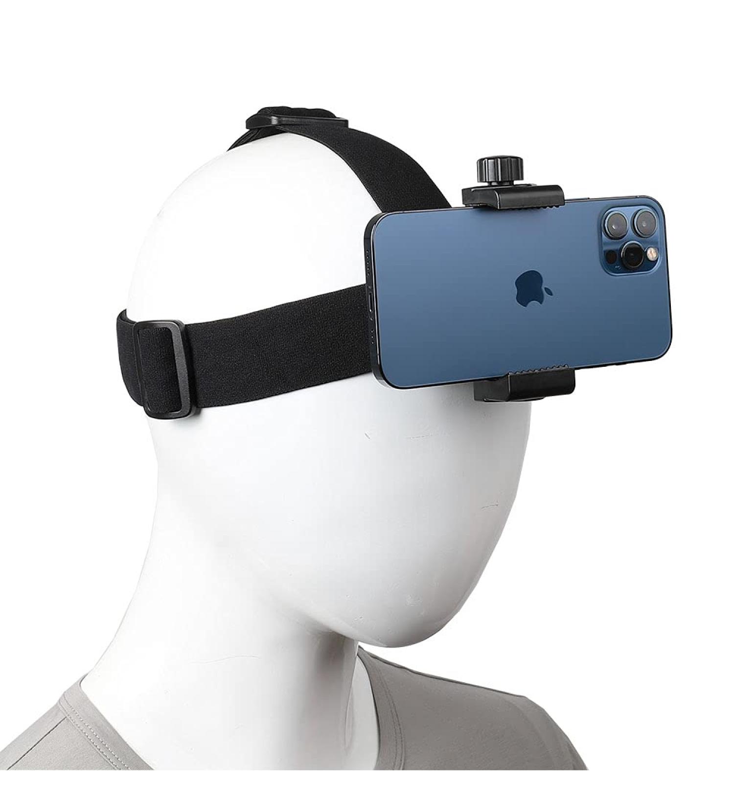 Head-Mounted Mobile Phone Holder with Phone Clip for iPhone Samsung Smartphones and Action Cameras - Buy Online on GoSupps.com