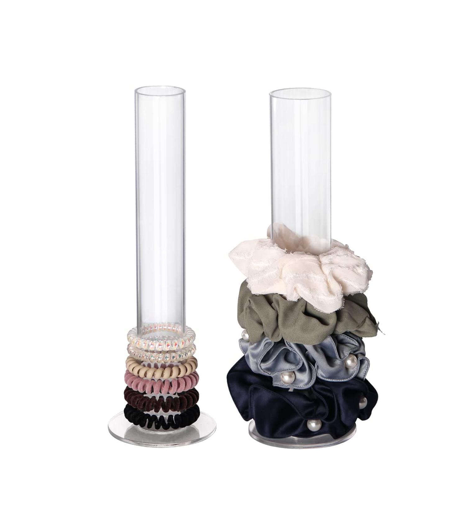 Pengup Clear Acrylic Scrunchie Holder Bracelet Stand for Girls 11 Inch - 2 Pcs Hair Ties Organizer - Buy Online on GoSupps.com
