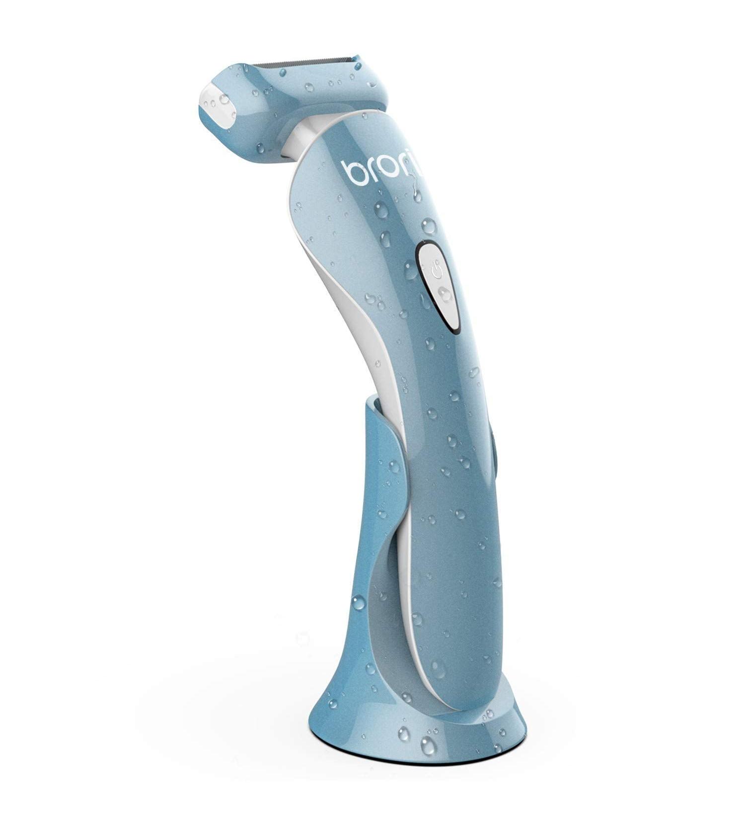 Brori Electric Lady Shaver - Women's Razor Bikini Trimmer | Wet & Dry, Rechargeable, Cordless, LED Light, Blue - Buy Online on GoSupps.com