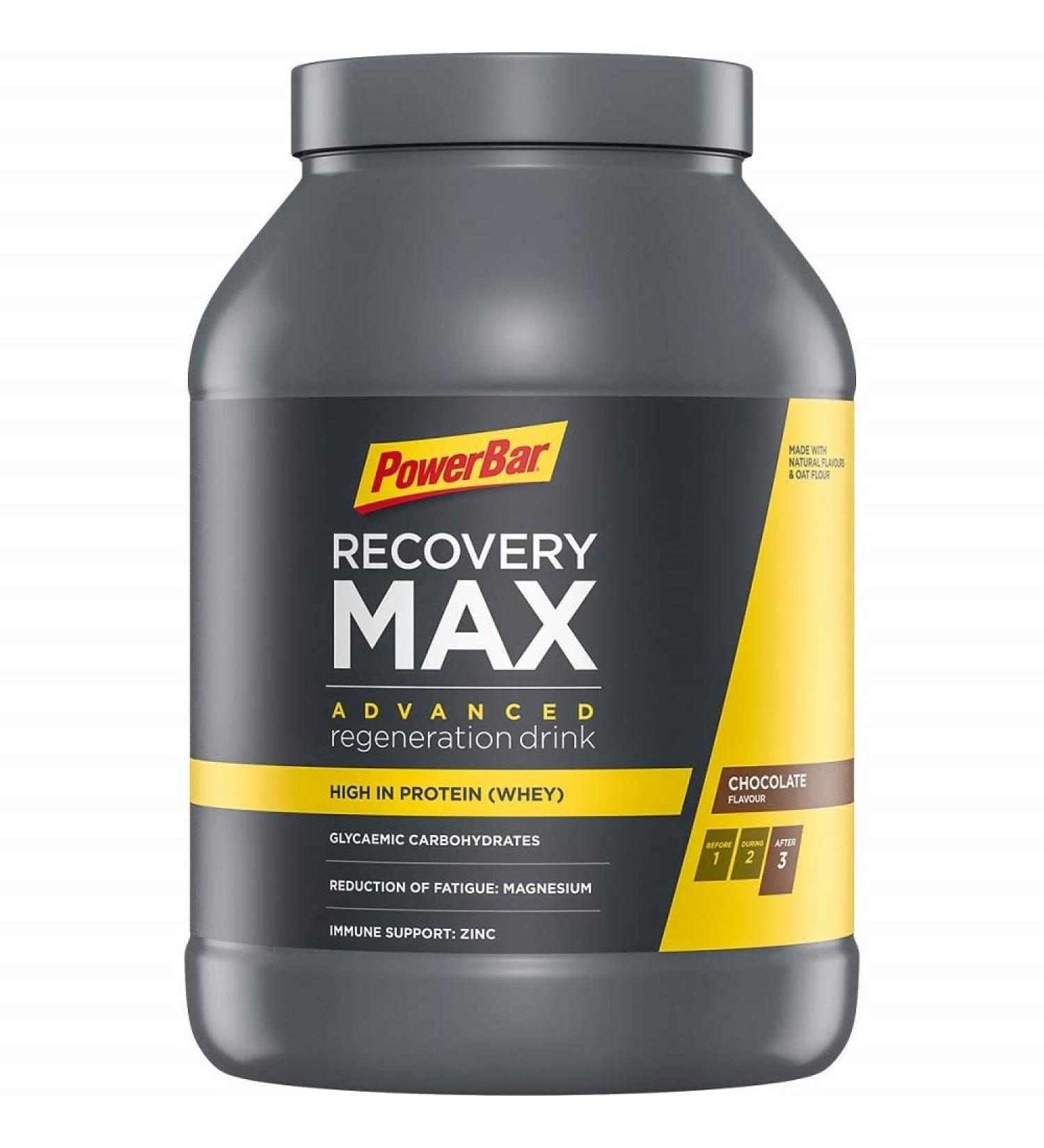 Powerbar Recovery Max Chocolate 1144g - Regenerating Whey Drink with Carbs Magnesium & Zinc | International Shipping Available - Buy Online on GoSupps.com