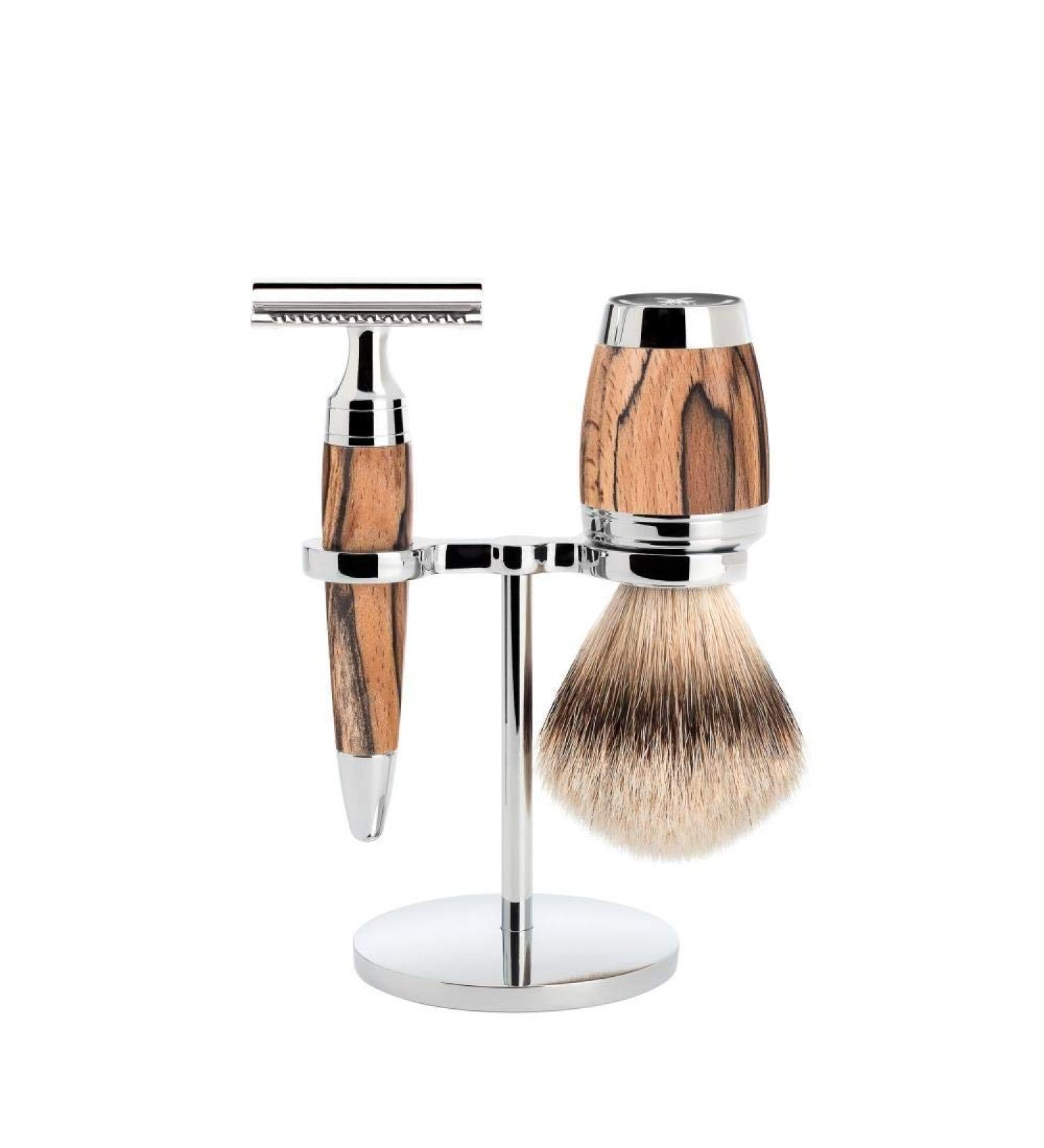 M HLE Stylo Series Shaving Set - Silvertip Badger Safety Razor - Premium Stacked Beech | International Shipping Available - Buy Online on GoSupps.com