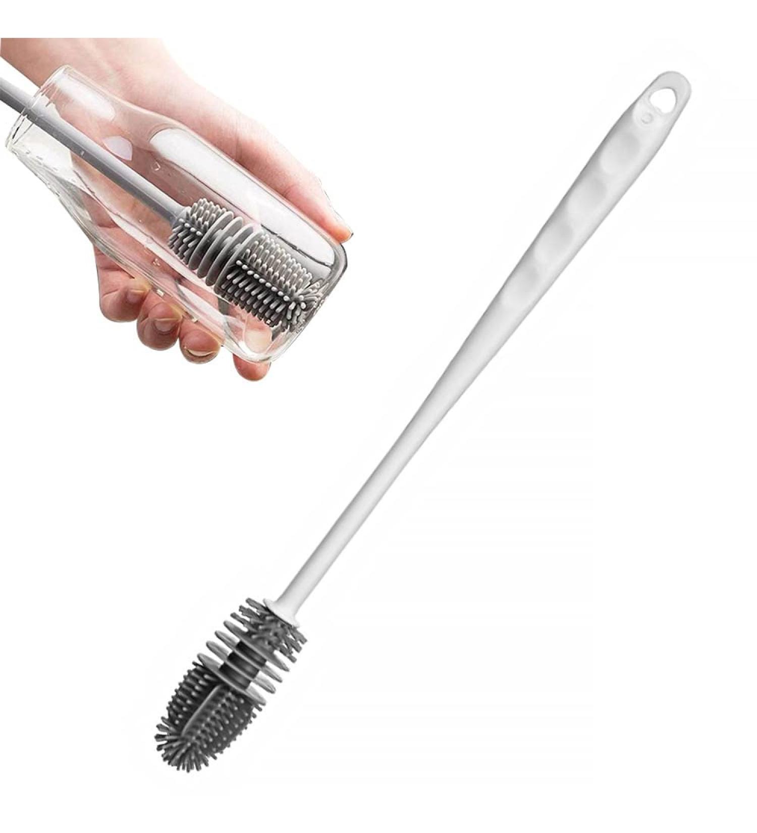 Long Handle Silicone Baby Bottle Brush - White - Buy Online on GoSupps.com