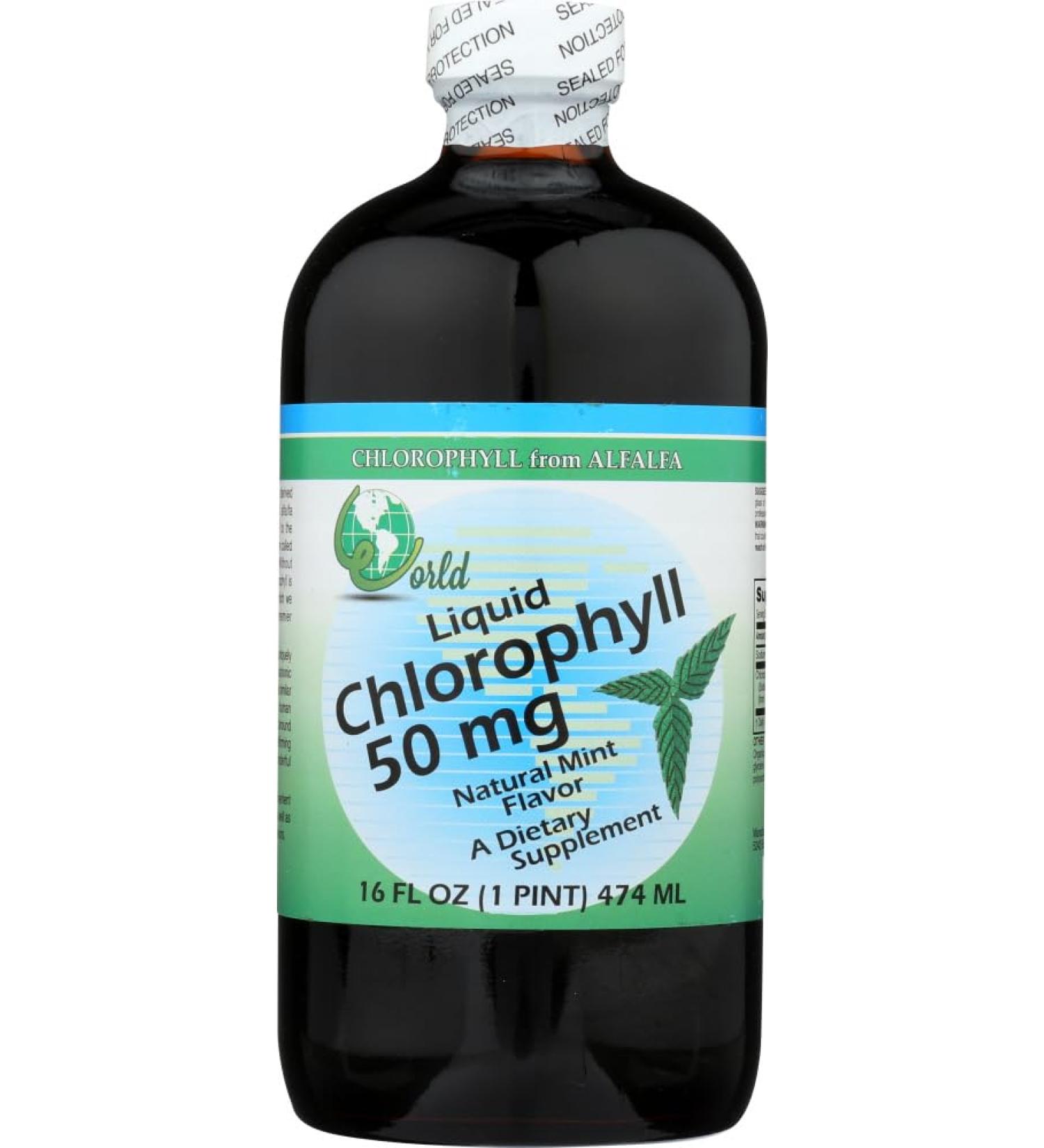 Chlorophyll Liquid-50mg/Mint World Organics 16 oz Liquid by World Organics - Buy Online on GoSupps.com